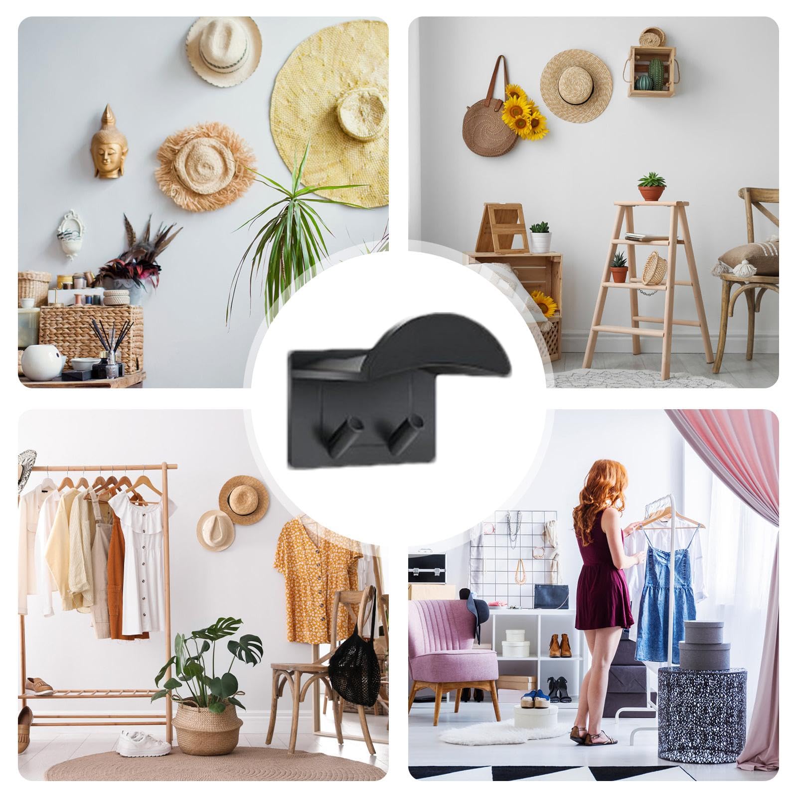 Générique Porte-Chapeaux Mural - Porte-Chapeaux Sans Percage - Support