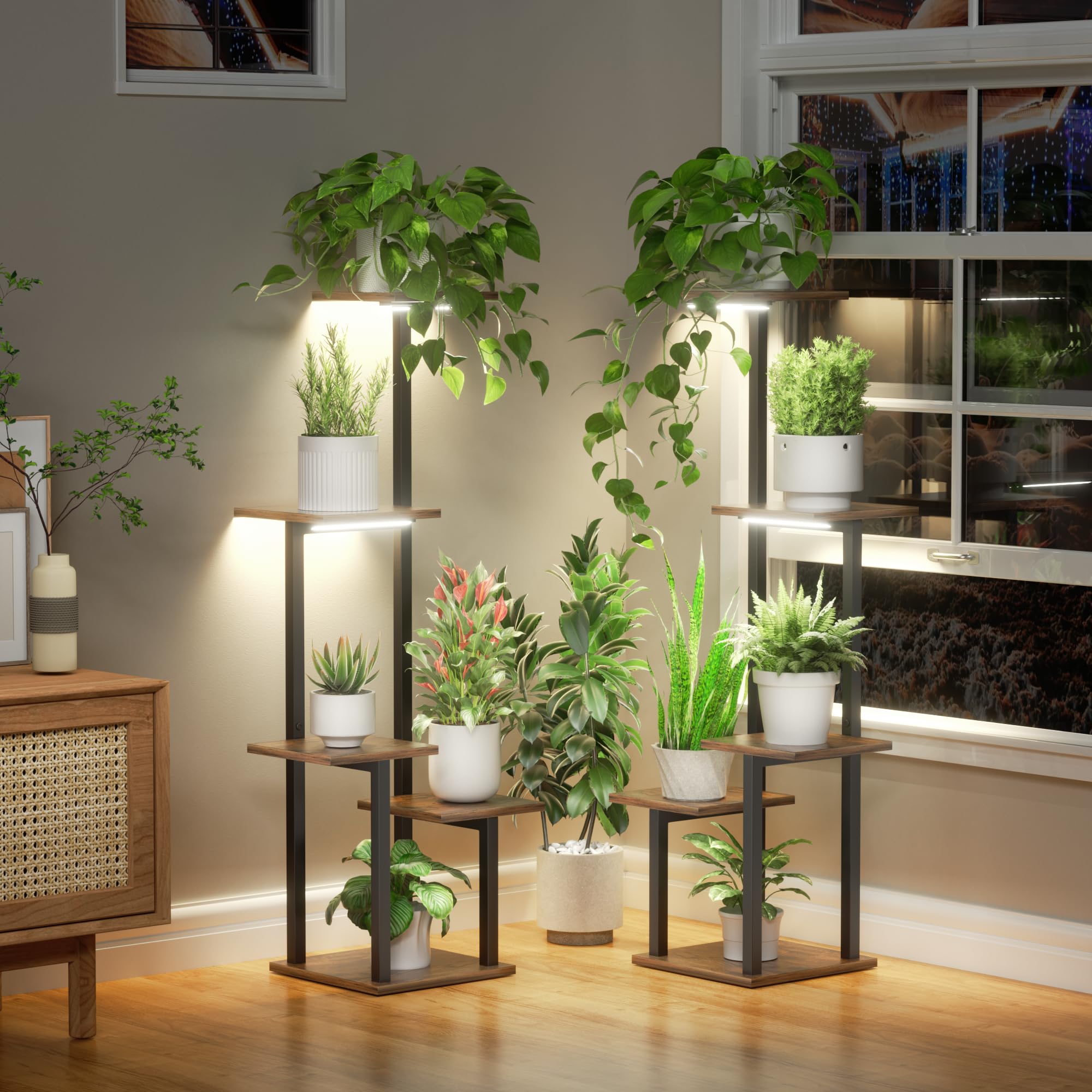 Amazon.co.jp: 植物スタンド 屋内 グローライト付き - 2パック