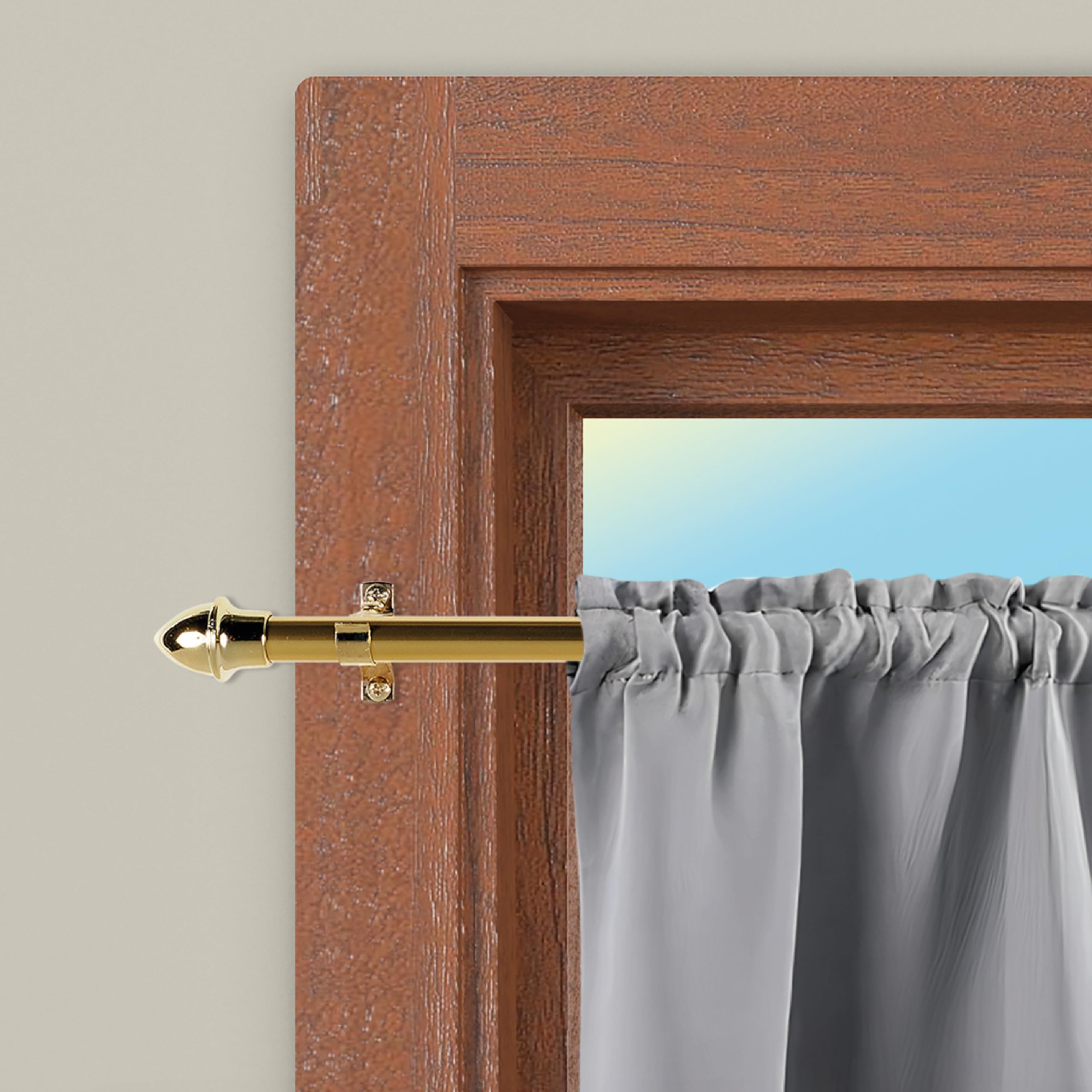 CINTACOR | Barra Cortina Decorativa, Portavisillos Extensible Metálico con Tornillos y Soportes, Barra Ajustable | Diámetro 13mm | Color: Dorado, 120-215cm