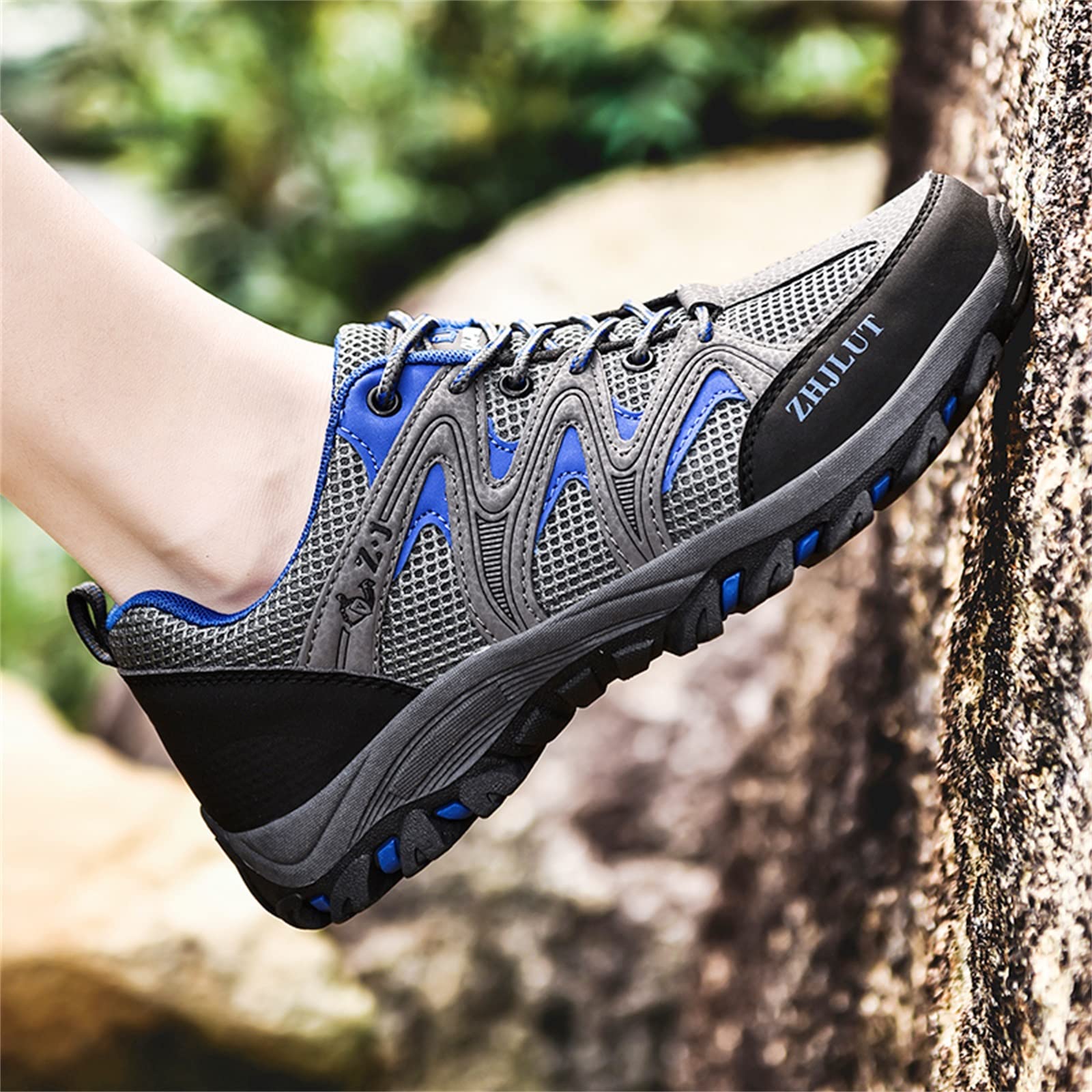FNKDOR Scarpe da trekking da uomo, traspiranti, antiscivolo, leggere, da trekking, per attività all'aria aperta