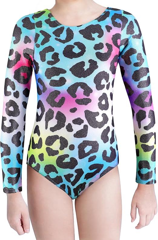 XiaoMoSha Gymnastics Leotards for Girls Long Sleeve Dance Leotard Sparkle Ballet Dancewear for