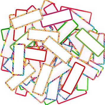 Magnetic Dry Erase Labels, 60-Pack, 3.2 x 1.2 in, 6 Colors | PET Writing Surface, 0.7 mm Full-Back Magnet, Flexible Rubber Body, Rounded Corners, for Ferrous Metal Surfaces