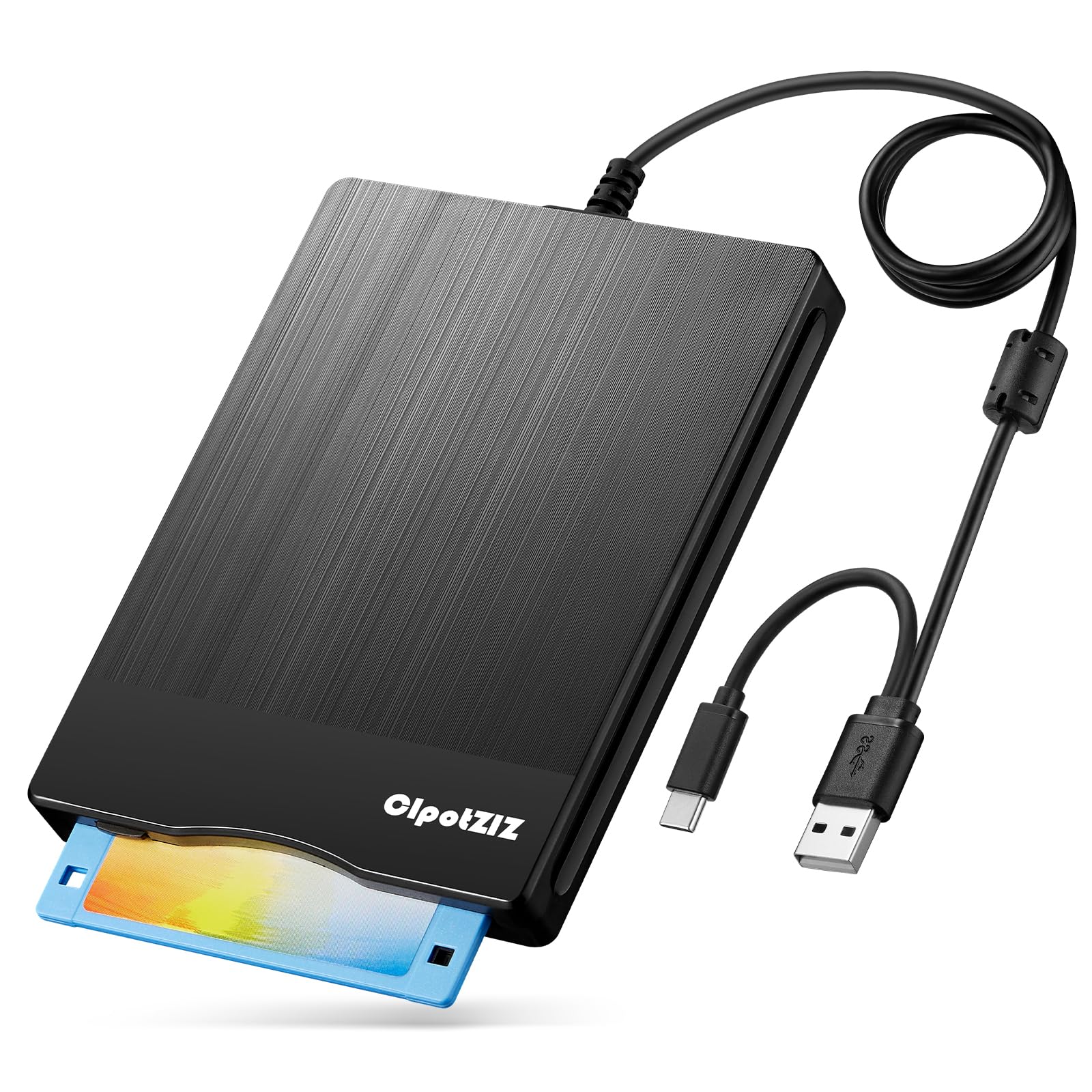 Floppy Disk Reader USB C External 3.5 inch 1.44 MB Floppy Disc Drive Dual USB A/C Floppy Disk Drive/Player/Converter Compatible with Windows 11/10/8/7/XP, Not Compatible with MAC (Brushed Texture)-image-35