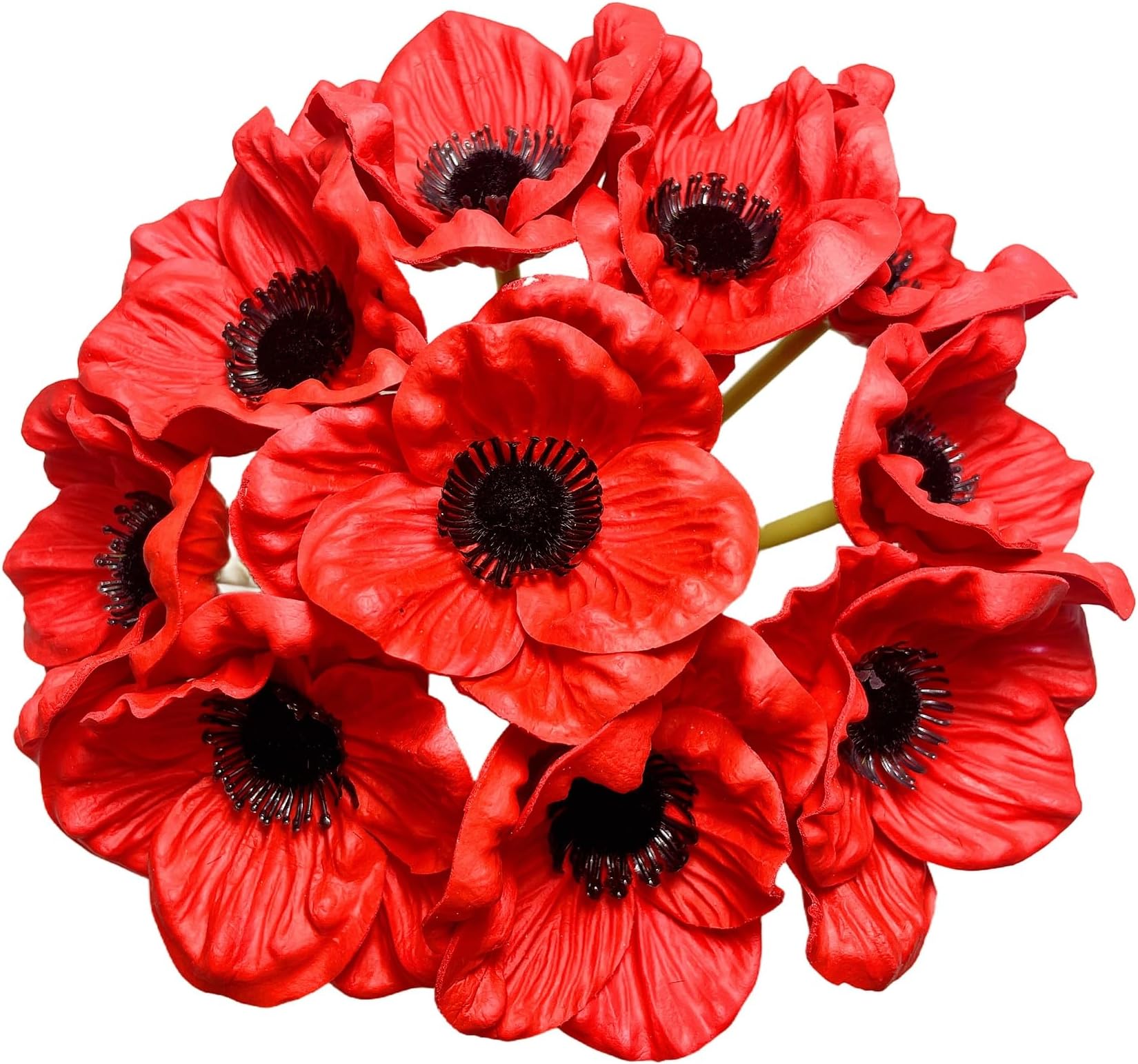 10 PCS High Quaulity Fresh Artificial Mini Real Touch PU/Latex Corn Poppies Decorative Silk Fake Artificial Poppy Flowers for Wedding Holiday Bridal Bouquet Home Party Decor Bridesmaid