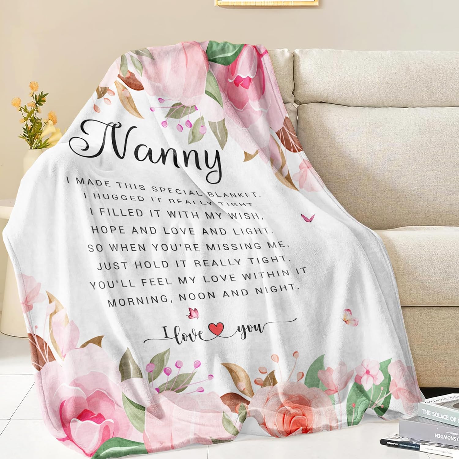 Nanny Gifts - Nanny Gifts from Grandchildren - Gifts for Nanny from Grandkids - Nanny Birthday Gifts - Nanny Birthday Gift Throw Blanket 60" x 50" - Image 4