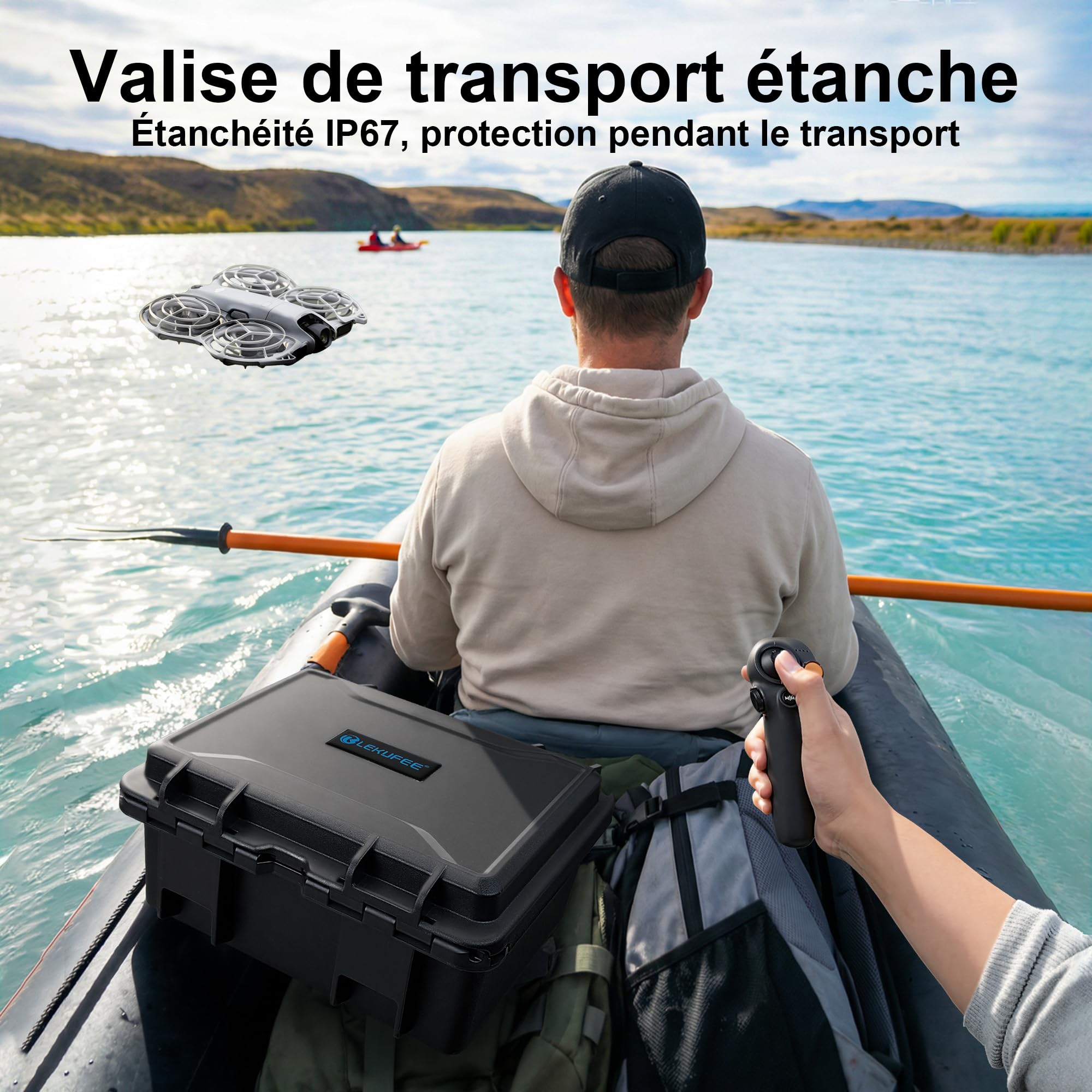 LEKUFEE Valise de Transport Rigide et Étanche pour Drone DJI Neo 2,Bundle Motion Fly More,DJI RC 2, RC N3, Goggles N3/3, RC Motion 3 et Accessoires (étui Uniquement)