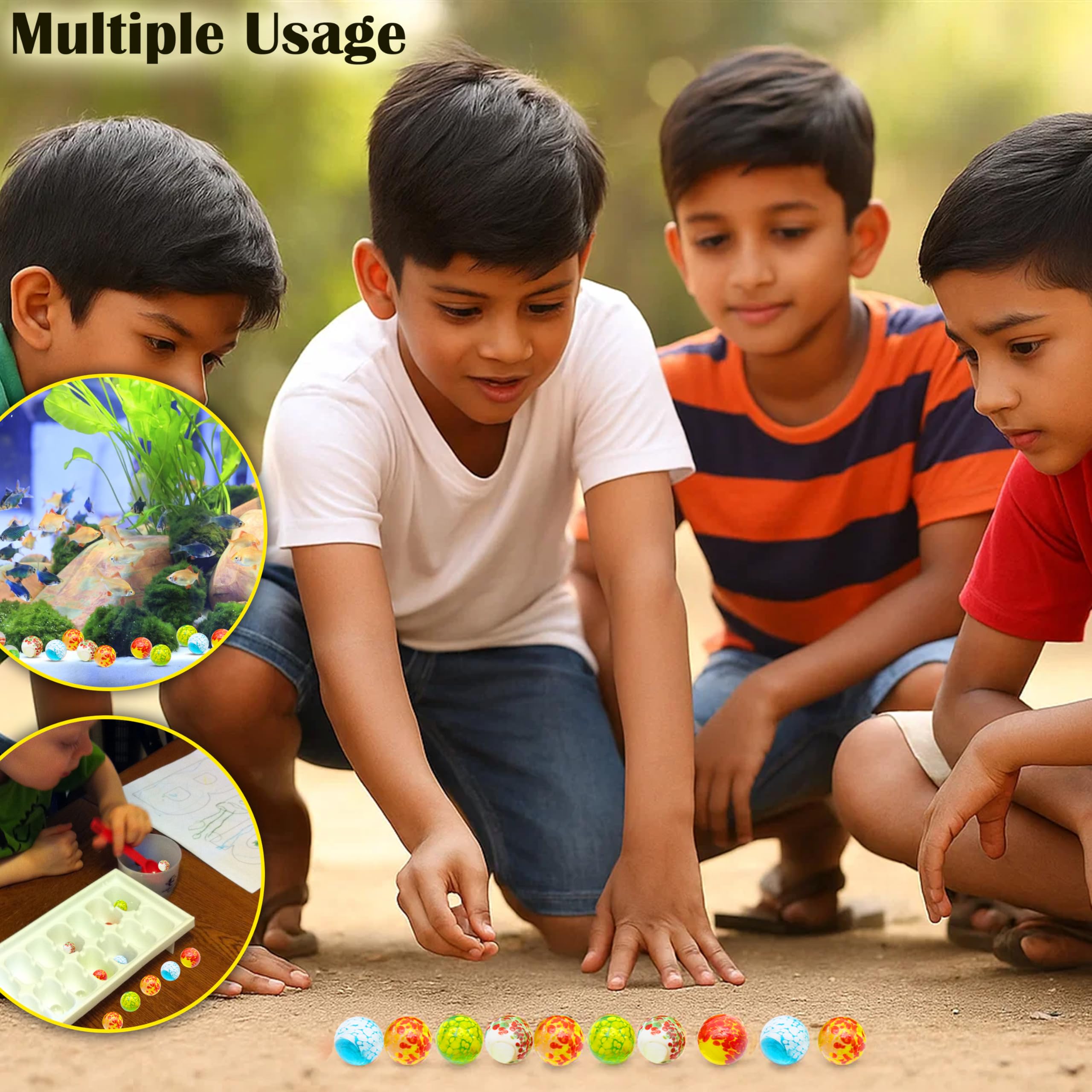 ARSUK Marmi a Pois in Vetro – 10 Biglie 25 mm Fatte a Mano, Set Colorato da Collezione per Bambini, Marble Run, Piste Biglie, Gioco Educativo, Decorazioni Casa, Giardino, Acquari, Regalo Creativo 250g