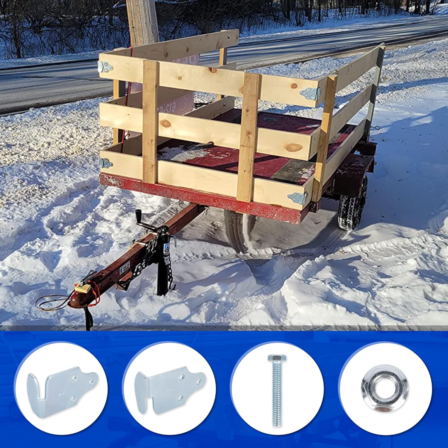 Lonffery 8 Sets Trailer Stake Sides Brackets, Corner Brackets with Screws for Wood, Utility Trailer