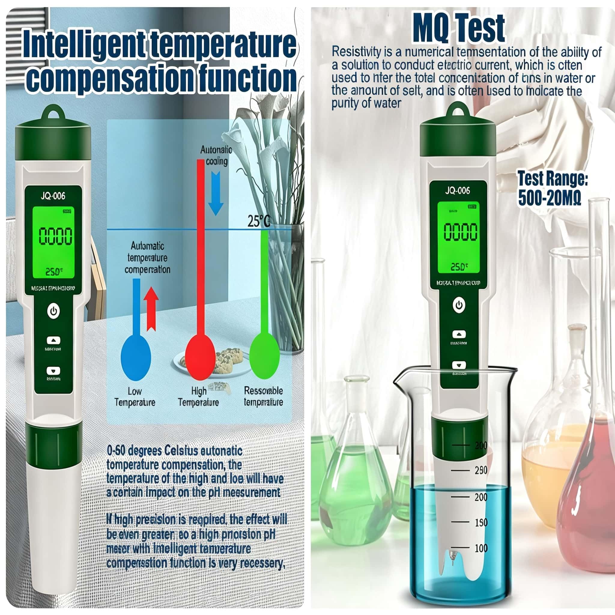 Medidor de pH 10 en 1, EC TDS ORP H2 SALT S.G Temp MΩ Nutriente líquido | Medidor EC y pH Piscinas, Analisis Acuario Digital, Medidor de Sal Piscina, Test pH Digital Acuario, Spa, Hidroponía, Pecera