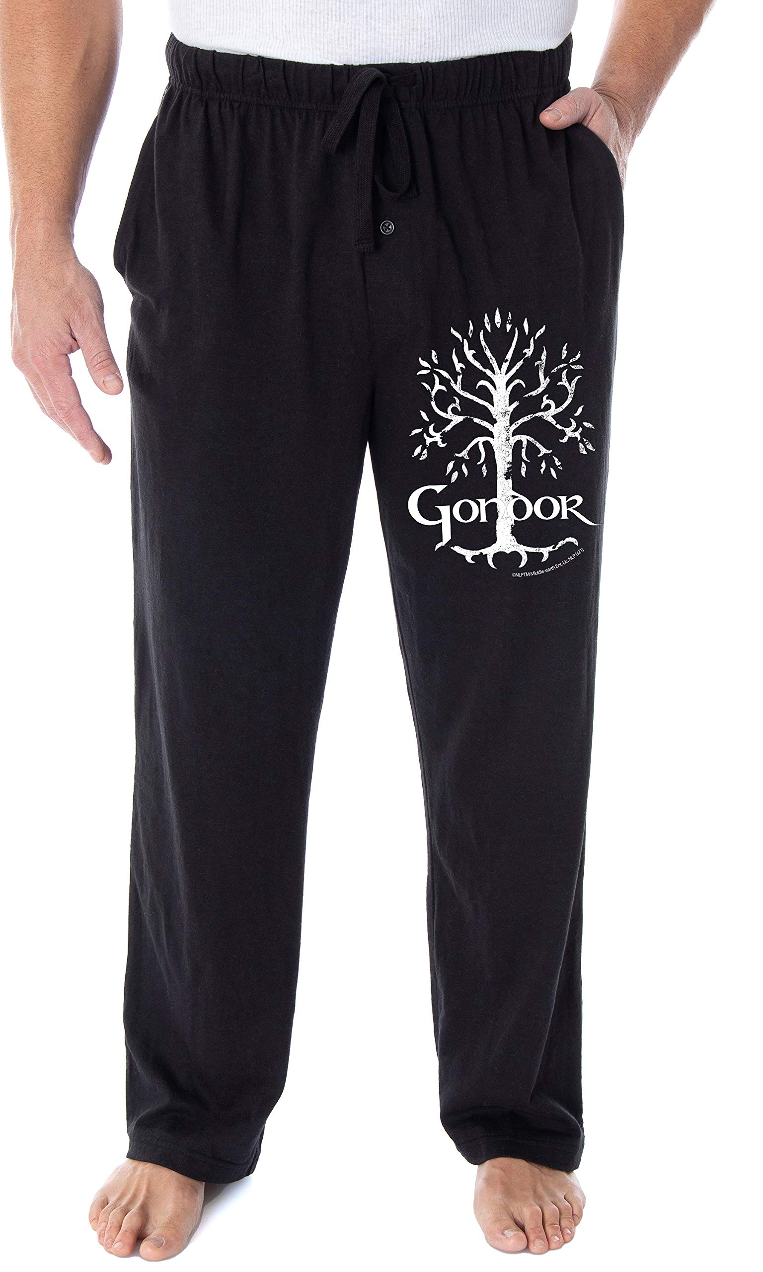 Intimo Men's Black Lord Of The Rings White Tree Of Gondor Lounge Bottoms Pajama Pants (3X-Large)