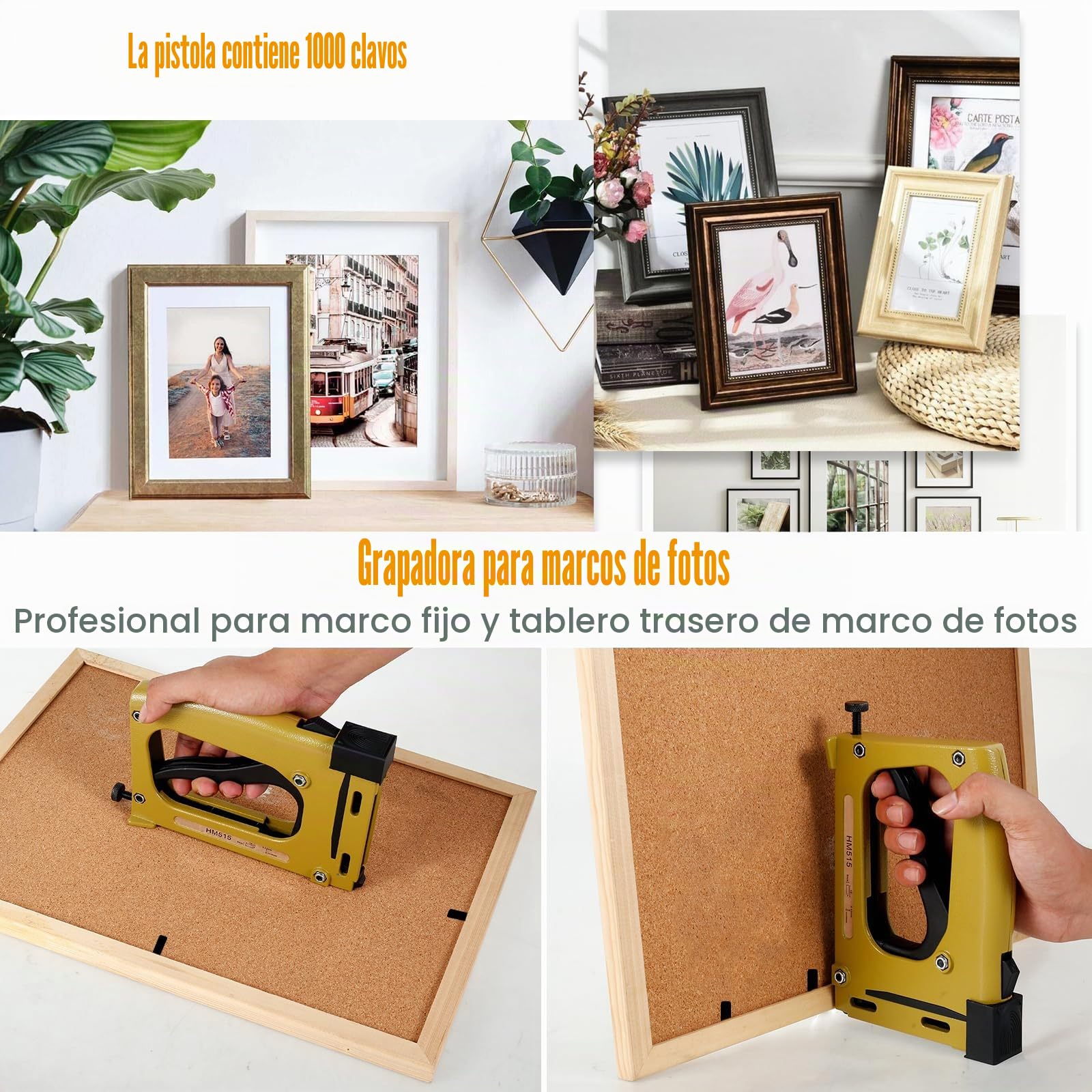 Point Driver Framing - Grapadora de mano con grapas (20 x 12,5 x 3 cm, grapadora con 2000 grapas para marcos de fotos y marcos de fotos)
