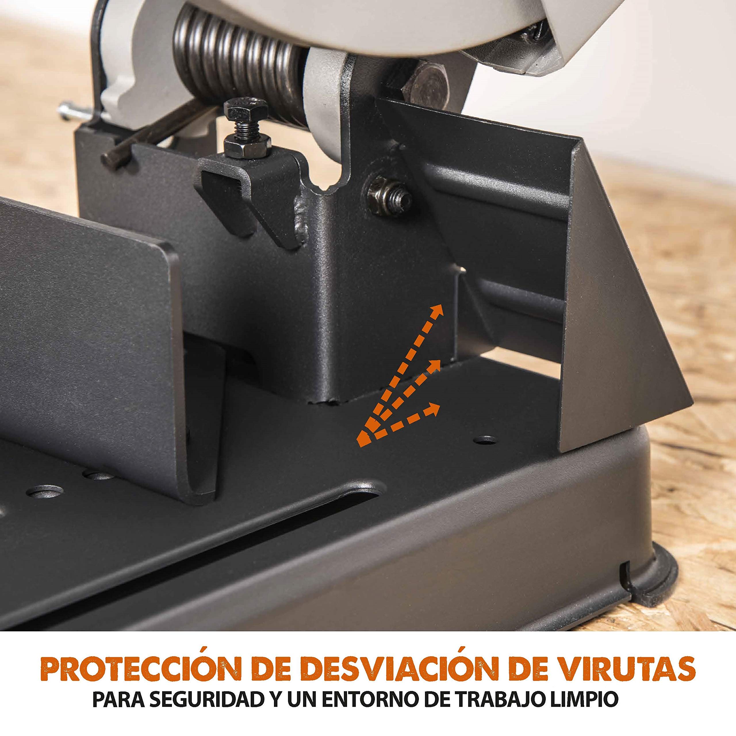 Evolution Power Tools - R355CPS Sierra tronzadora multimaterial, Corta acero dulce, aluminio, plástico, incluso madera con clavos incrustados, 355 mm