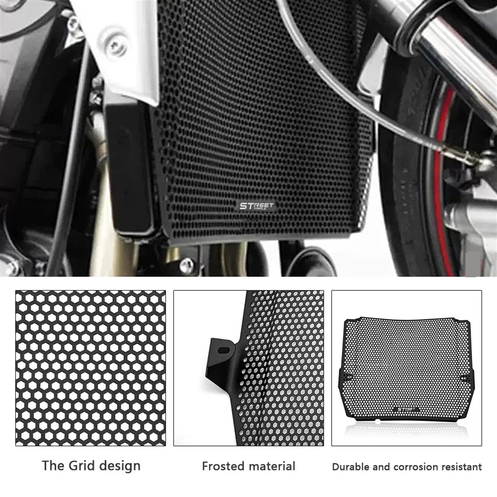 Accessoires de Moto Grille de radiateur Protection en Aluminium Compatible avec Street Triple 765 R/S/RS 765R 765S 765RS 2023-2024