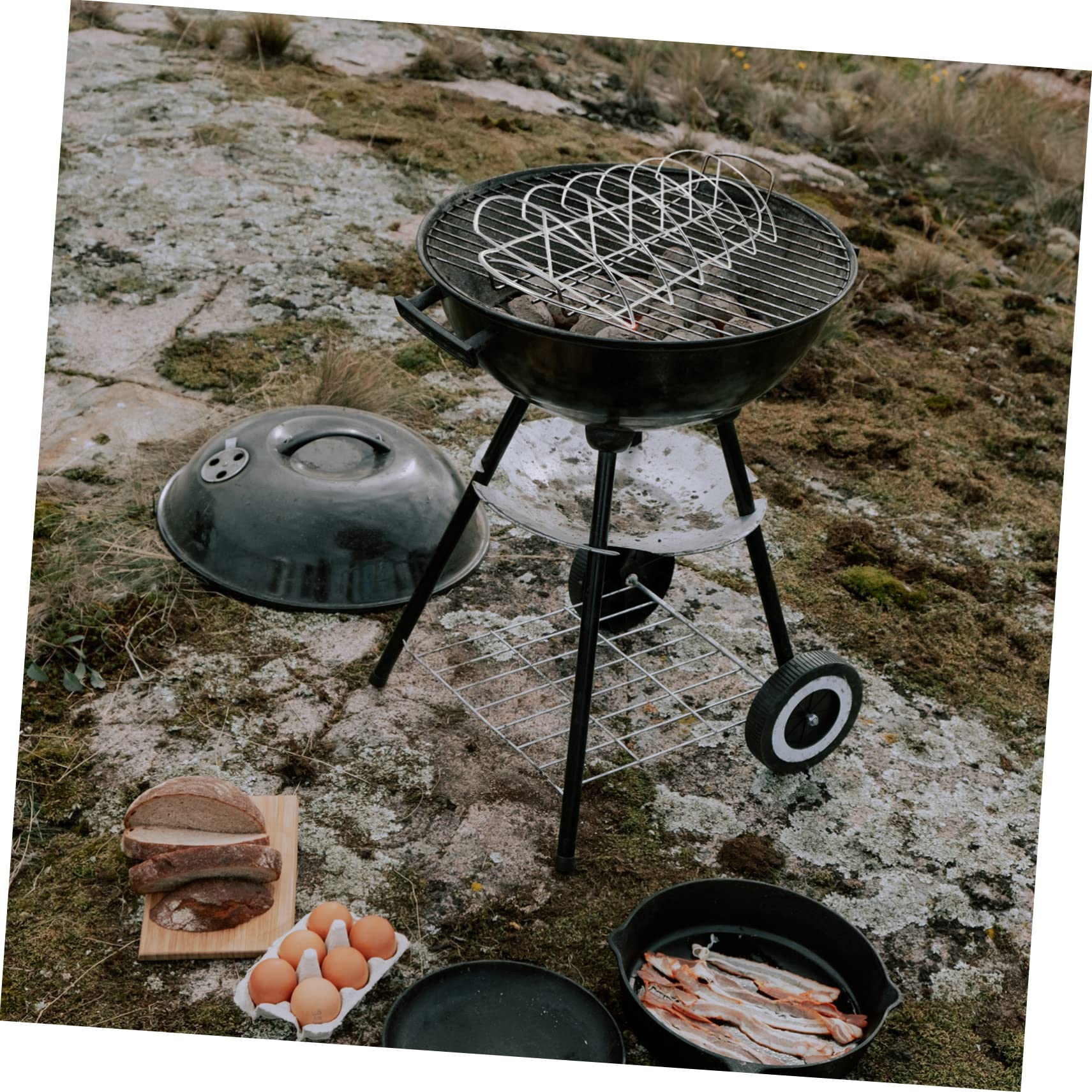 Abaodam Grillzubehör Rippchenhalter aus Edelstahl Tragbares Steakgestell mit Schneller Wärmeleitung für Heim und Picknick Barbecue