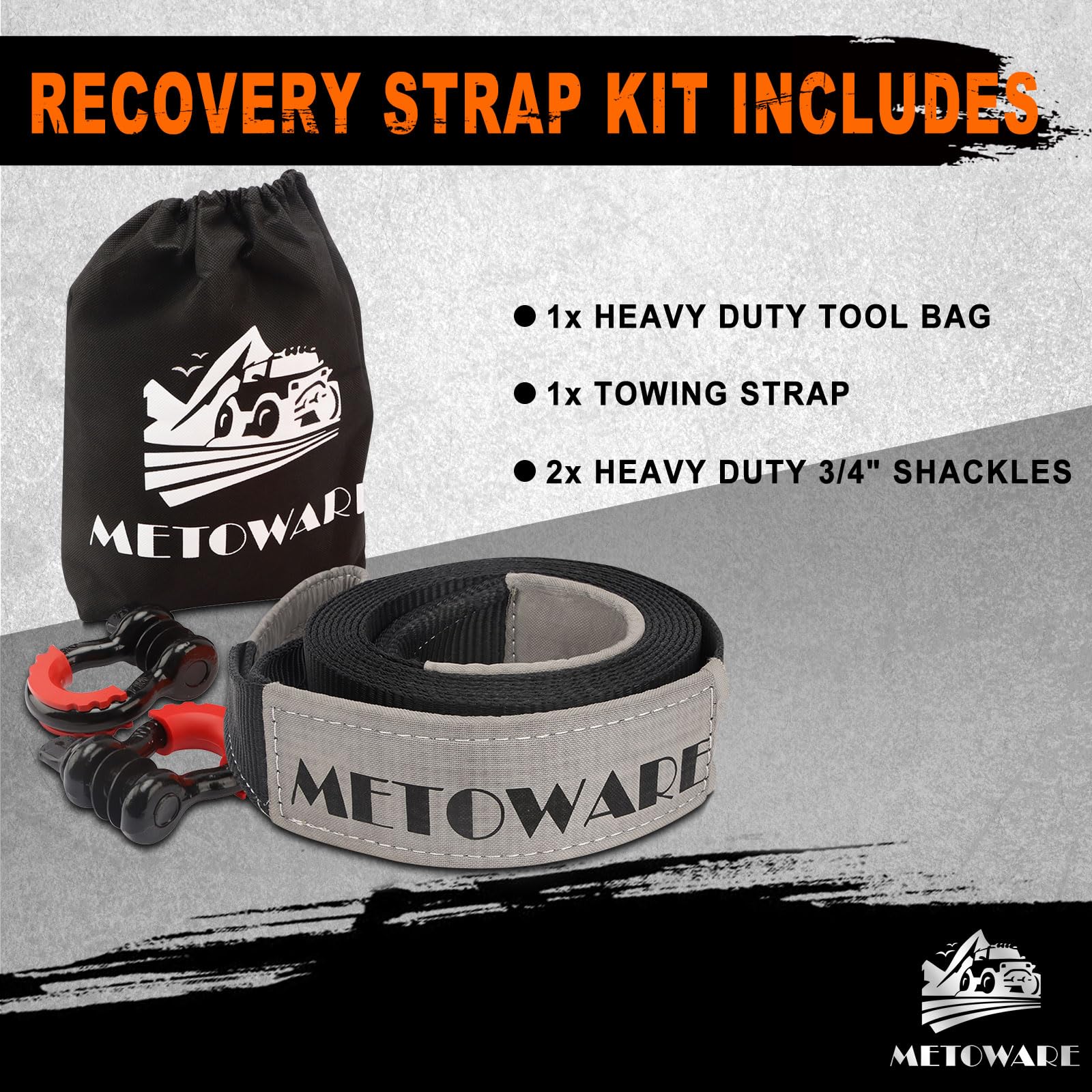 STROP CAVO CINGHIA PER RIMORCHIO RECUPERO TRAINO AUTO 4x4 - Foto 2