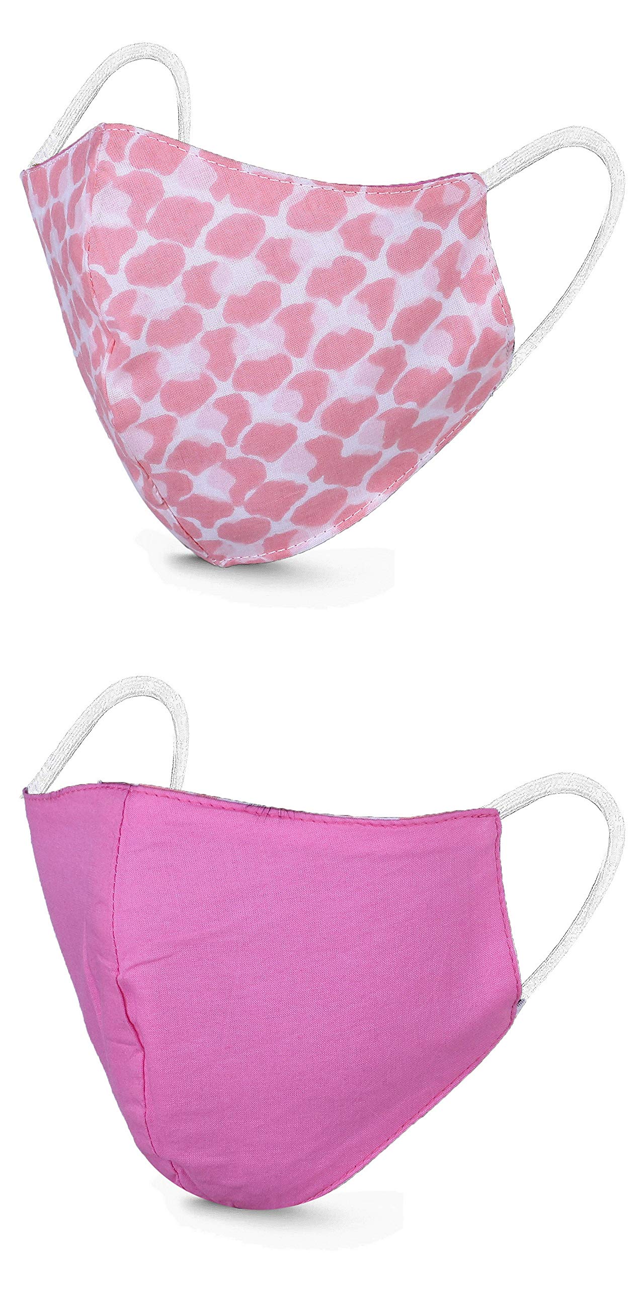 DFR Reversible Masks One Side Rajasthani Sanganeri Print Other Side Solid Color 100% Cotton High Nose Washable Reusable Face Mask for Women & Men