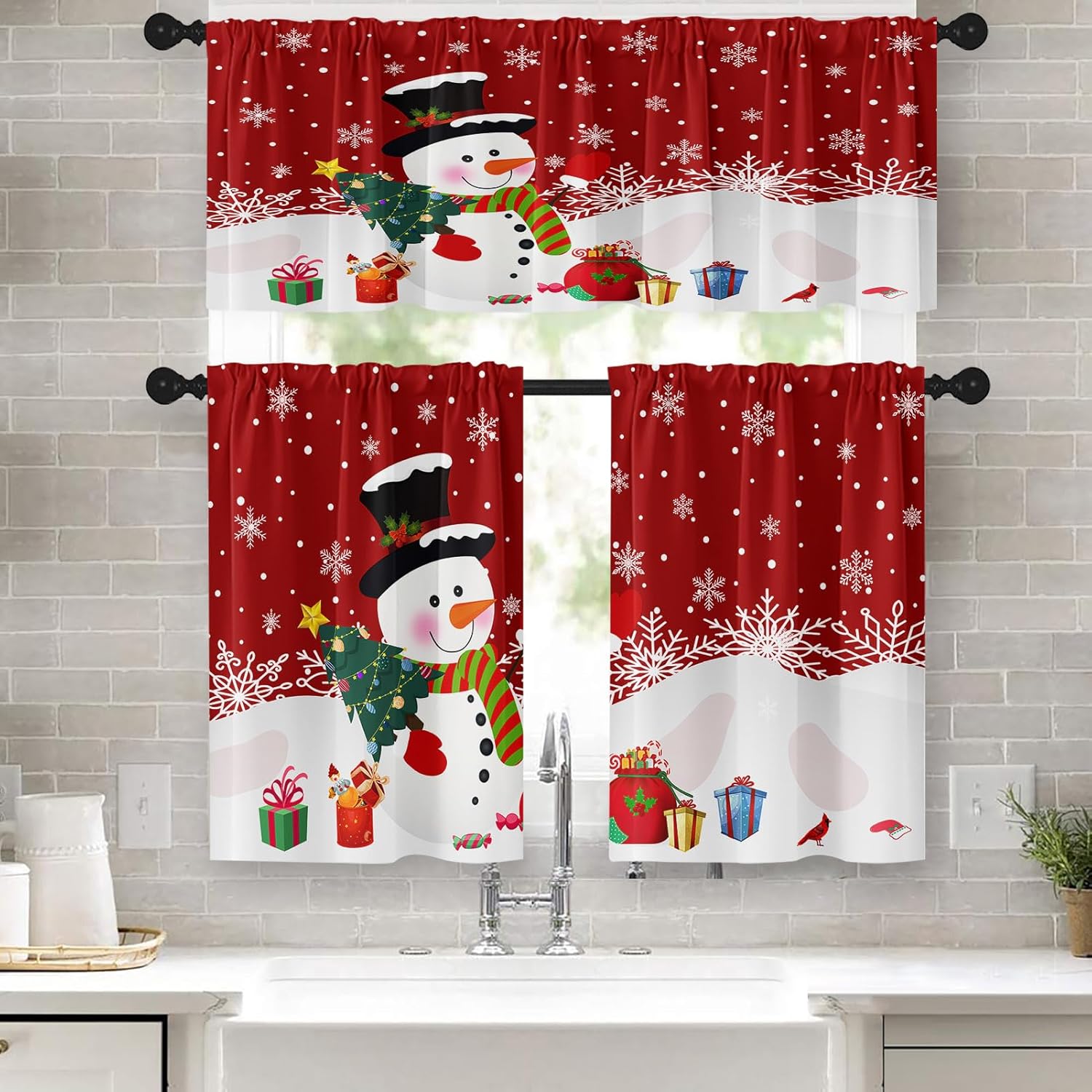 Tayney Christmas Kitchen Curtains Red Window Curtains and