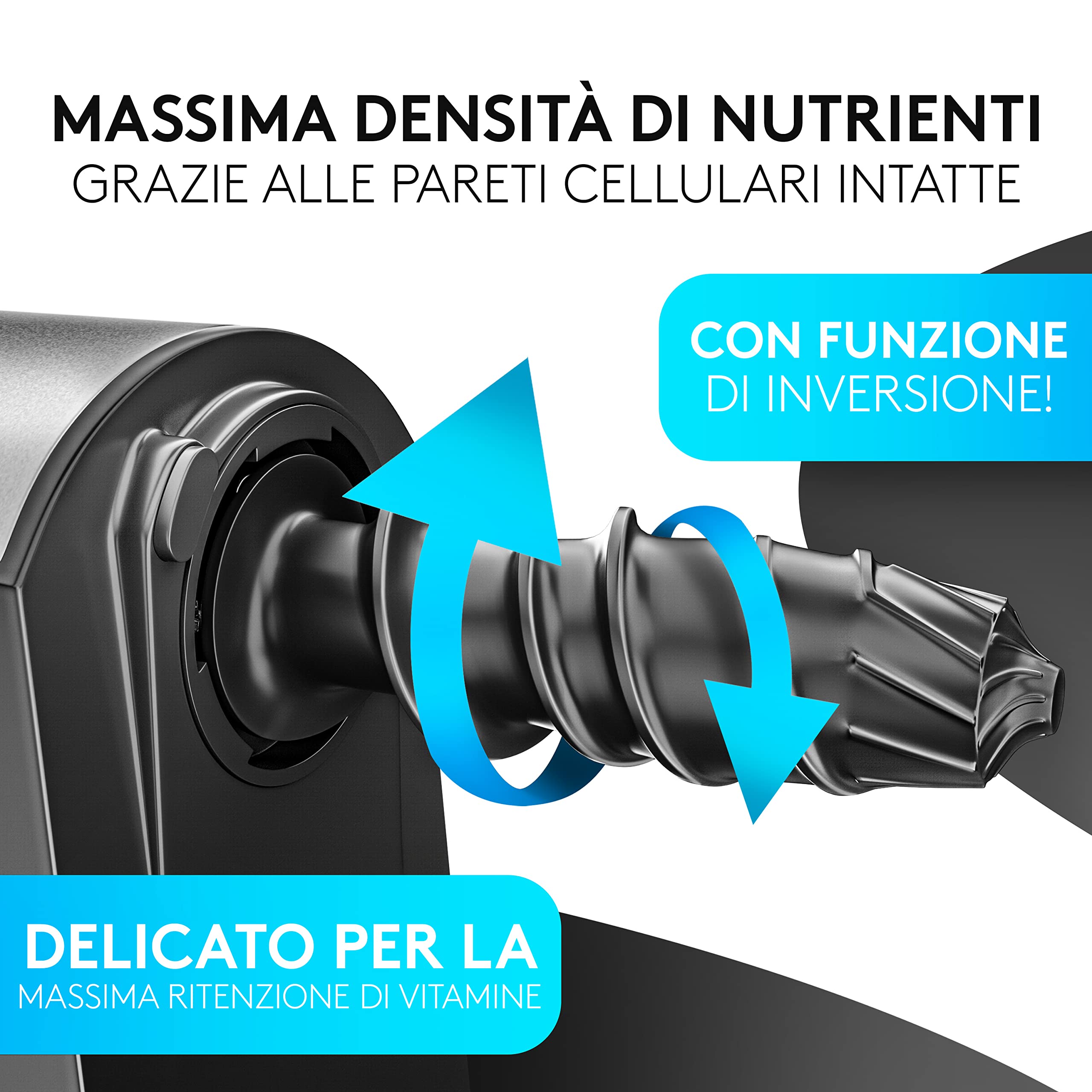 Vandenberg [L'ORIGINALE] - Slow Juicer - Spremiagrumi per frutta e verdura - [150 W] Spremiagrumi amico delle vitamine con funzione di inversione Include una spazzola per la pulizia - Senza BPA