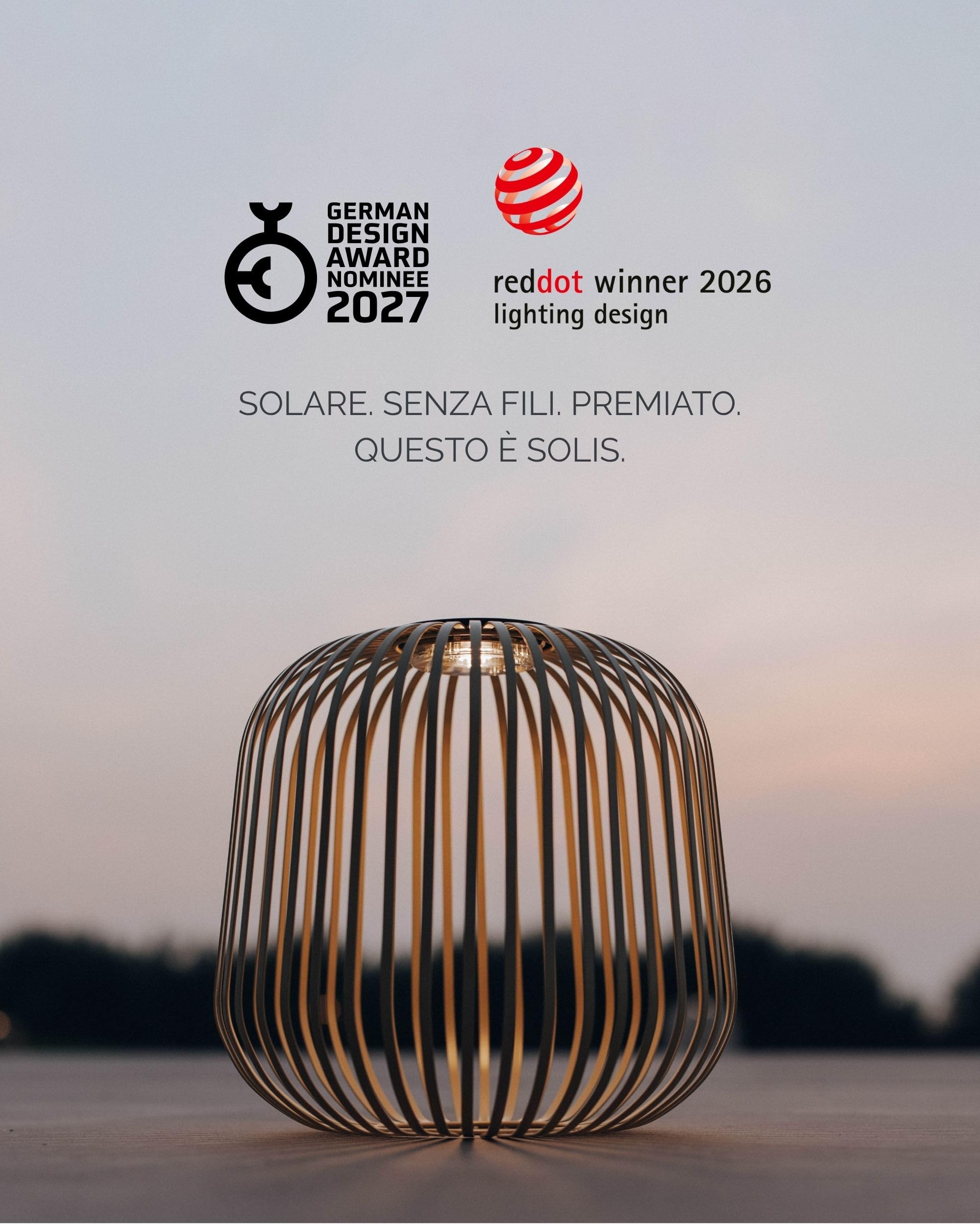 LUUK Studio Lanterna Solare, IP65, Lampada da Tavolo Senza Fili, Noce, S | Luce d'atmosfera Dimmerabile per Giardino e Balcone: Energia Solare, Ricaricabile via USB-C, per uso Interno ed Esterno