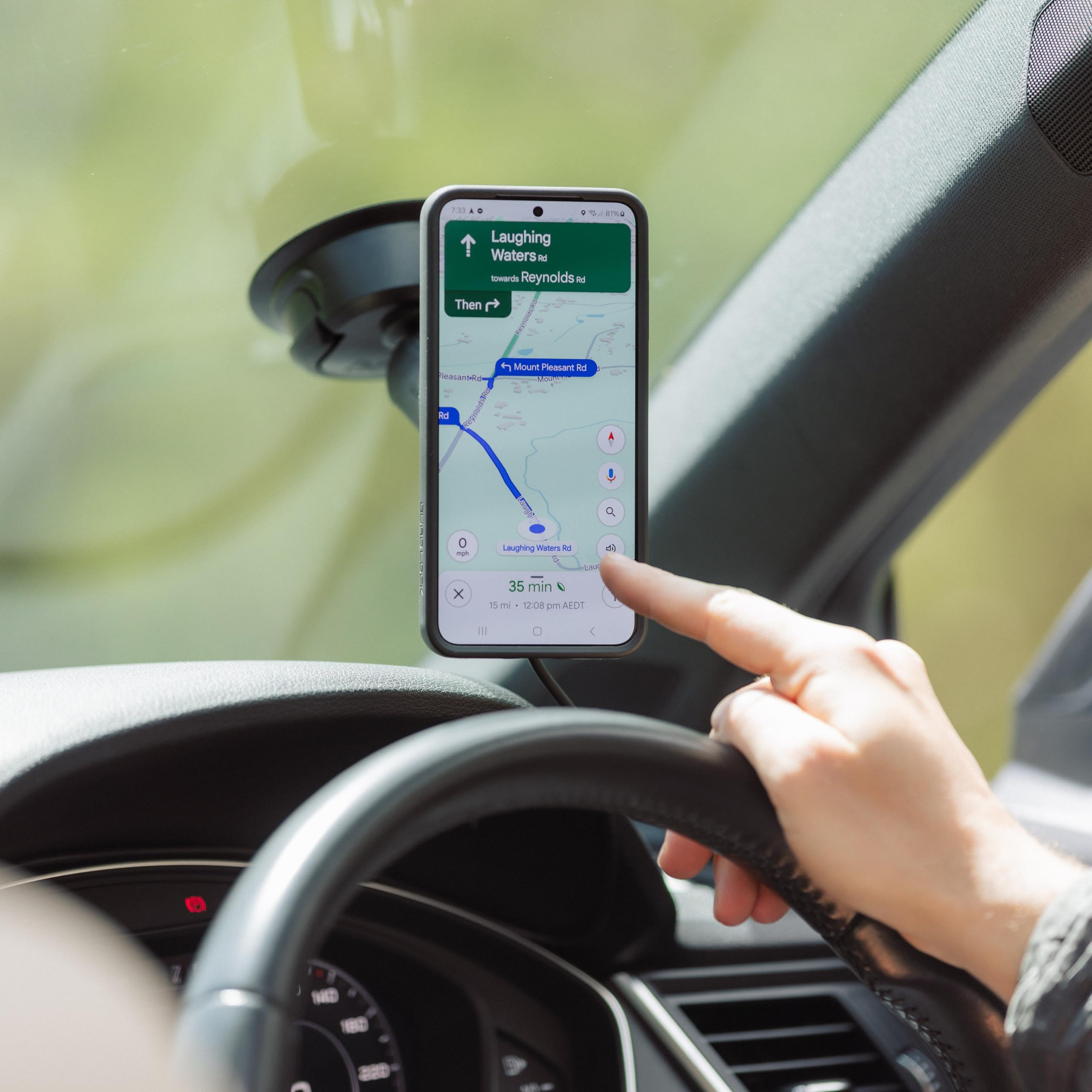 Quad Lock Wytrzymały uchwyt samochodowy na telefon z przyssawką z etui MAG i bezprzewodową głowicą ładującą MAG do Galaxy S25 Ultra