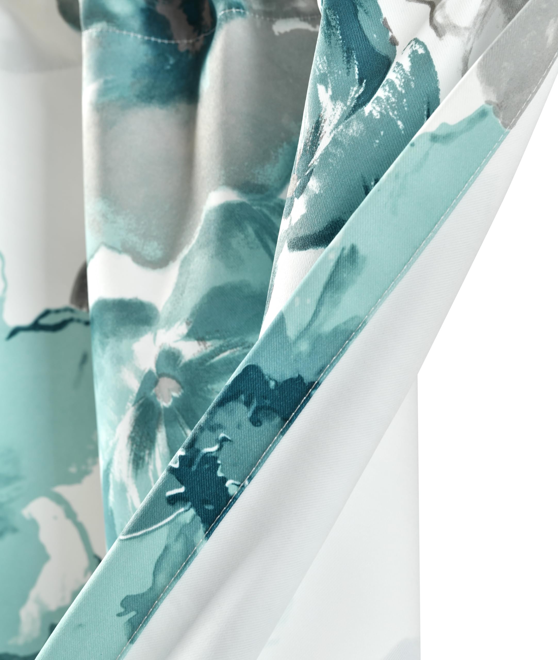 Lush Decor Leah Paire de Rideaux de fenêtre filtrants pour Salon, Chambre et Salle à Manger, Motif Floral printanier Aquarelle Bleu, 132,1 x 160 cm (l x L)