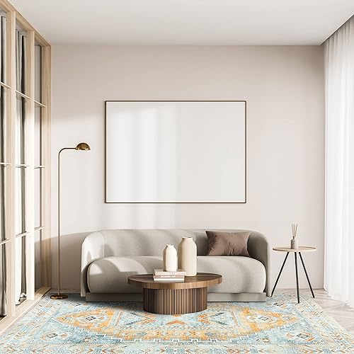 Miniatura 3 de Tayse Alfombra de área de estilo persa, con parte trasera antideslizante de 5 x 7 pulgadas, alfombras tradicionales para sala de estar, comedor,