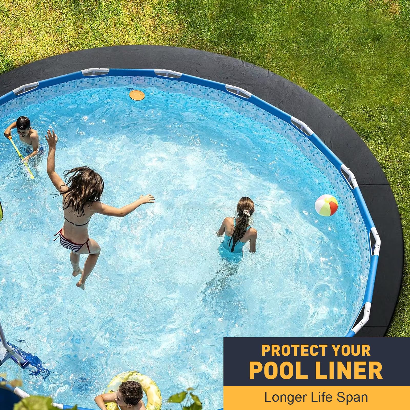 Revestimiento Redonda para Piscina Suelo 5M Lona Piscinas, Protección Tapiz de Fieltro, Esterilla de Protección Térmica y Aislante, Evita Pinchazos