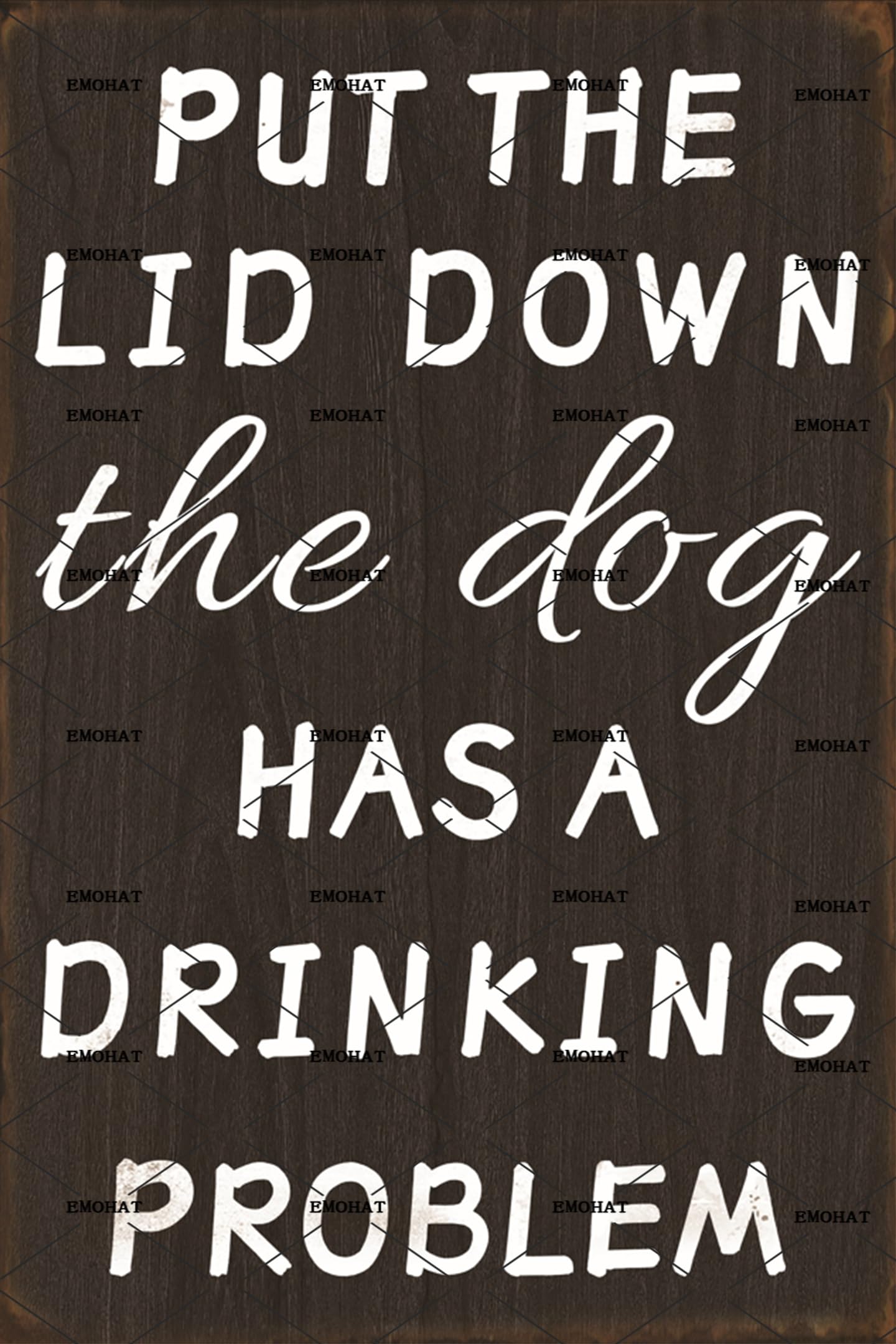 Put Lid Down Dog Drinking Problem Tin Sign, 8x12 Inch