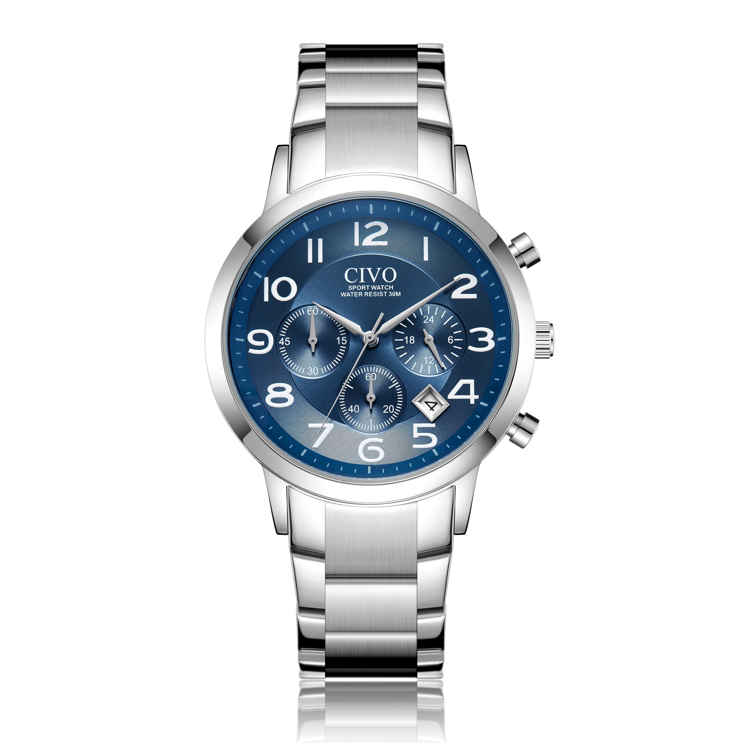 LN LENQIN Heren Horloges Roestvrij Staal Waterdicht Datum Analoge Quartz Zakelijke Horloge Horloges voor Mannen, Ln-0610-zilver Blauw