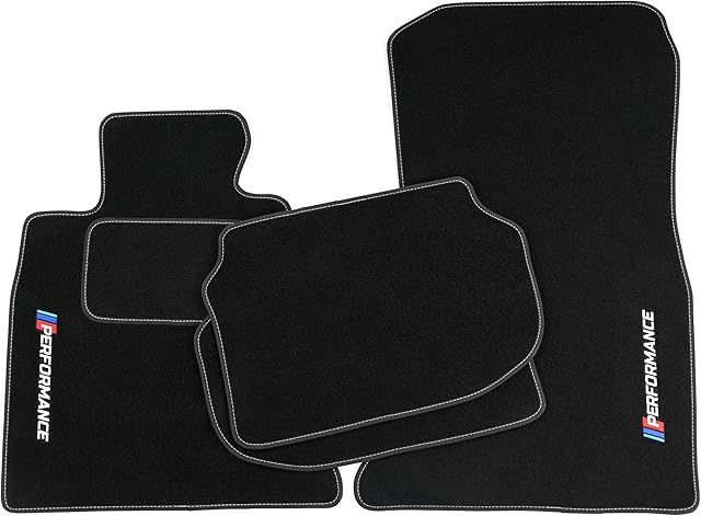 PERFORMANCE Personalizowane welurowe dywaniki podłogowe do BMW Seria 5 F10 2010-2013 - Spersonalizowane, Matowe, Biały - utrzymuj swój samochód w czystości i komforcie dzięki naszym dywanikom podłogow