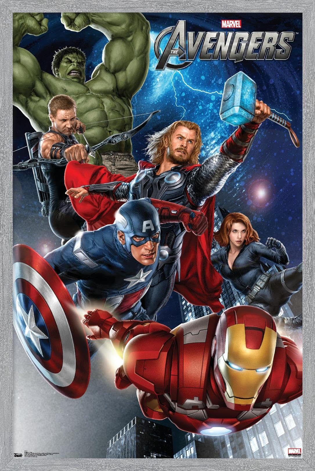 Marvel Avengers: Group Wall Poster, 22.4L" x 14.7W", Gray Framed Version