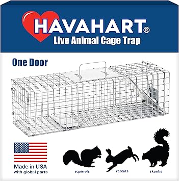 Havahart Medium 1-Door Humane Catch and Release Animal Trap for Rabbit, Skunk, Mink, and Squirrel - Professional Style Live Catch Trap - 1078SR - Humane Capture and Release