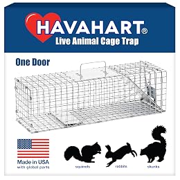 Havahart Medium 1-Door Humane Catch and Release Animal Trap for Rabbit, Skunk, Mink, and Squirrel - Professional Style Live Catch Trap - 1078SR - Humane Capture and Release