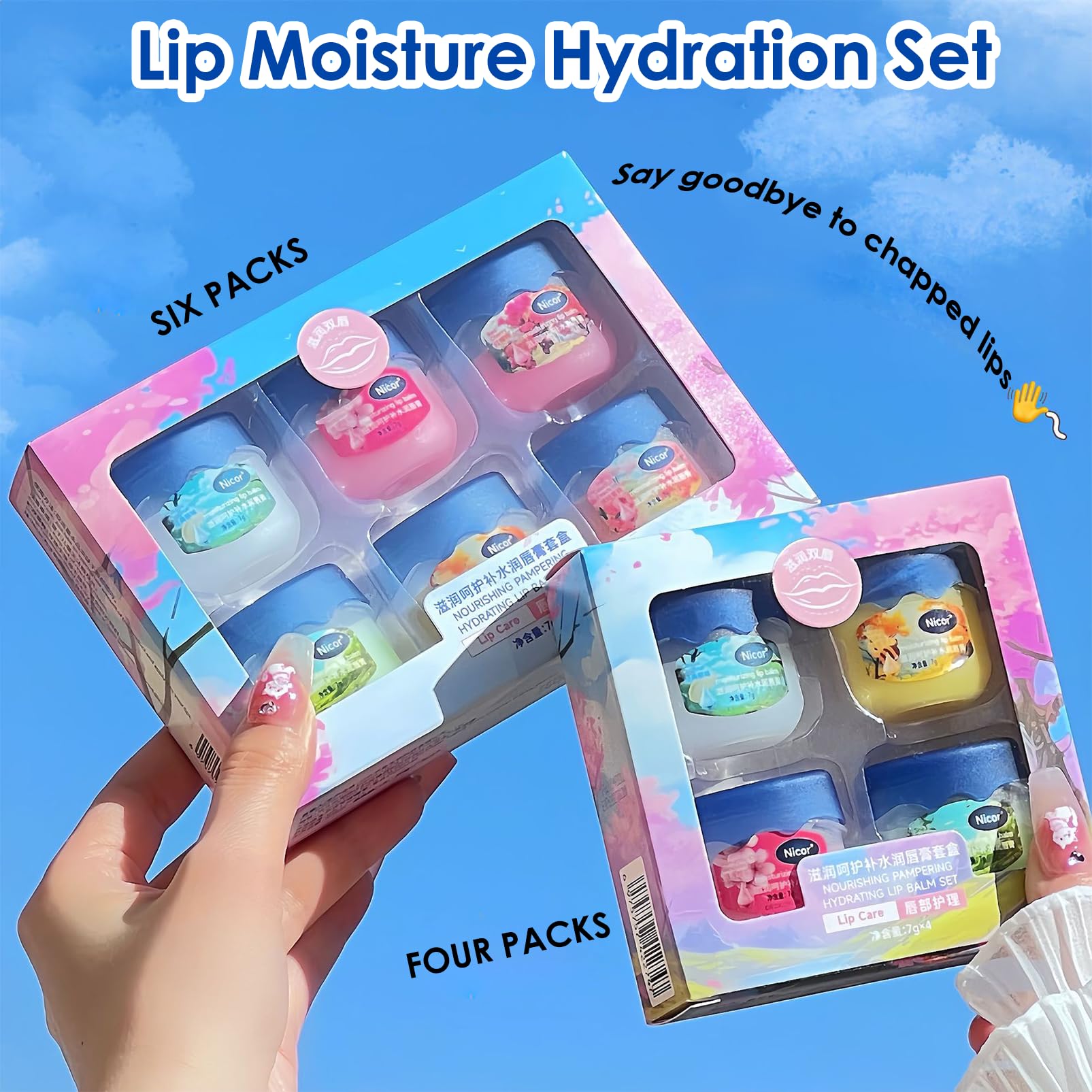 Blue Package Lip Balm Multipack - Long Lasting, Intensive Lip Repair Treatment for Dry and Chapped Lips - Day and Night Care (4 Pack) - Image 2
