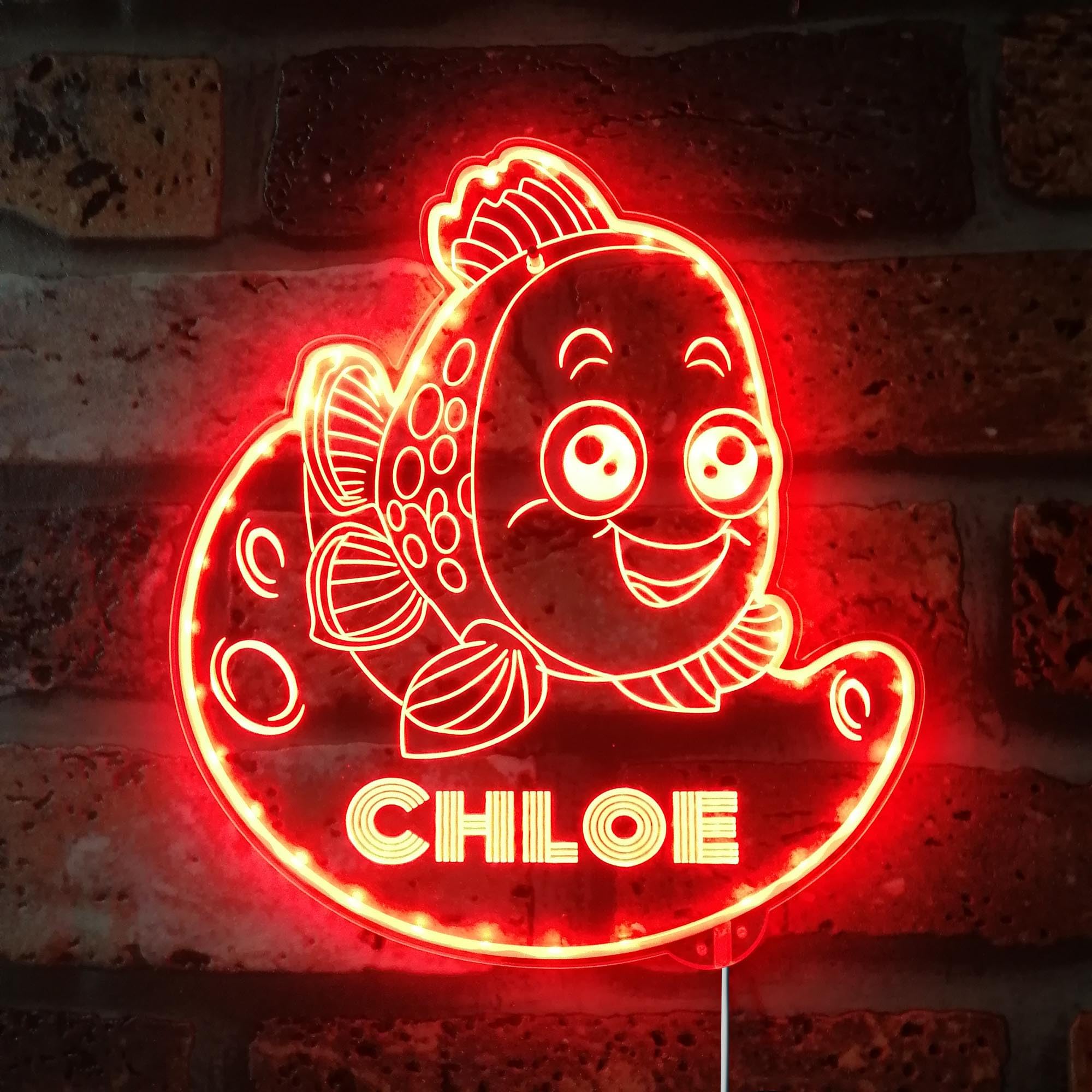 ADVPRO Name Personalized Crown fish RGB Dynamic Glam LED Sign - Cut-to-Edge Shape - Smart 3D Wall Decoration - Multicolor Dynamic Lighting - st06s22-fnd-p0027-tm