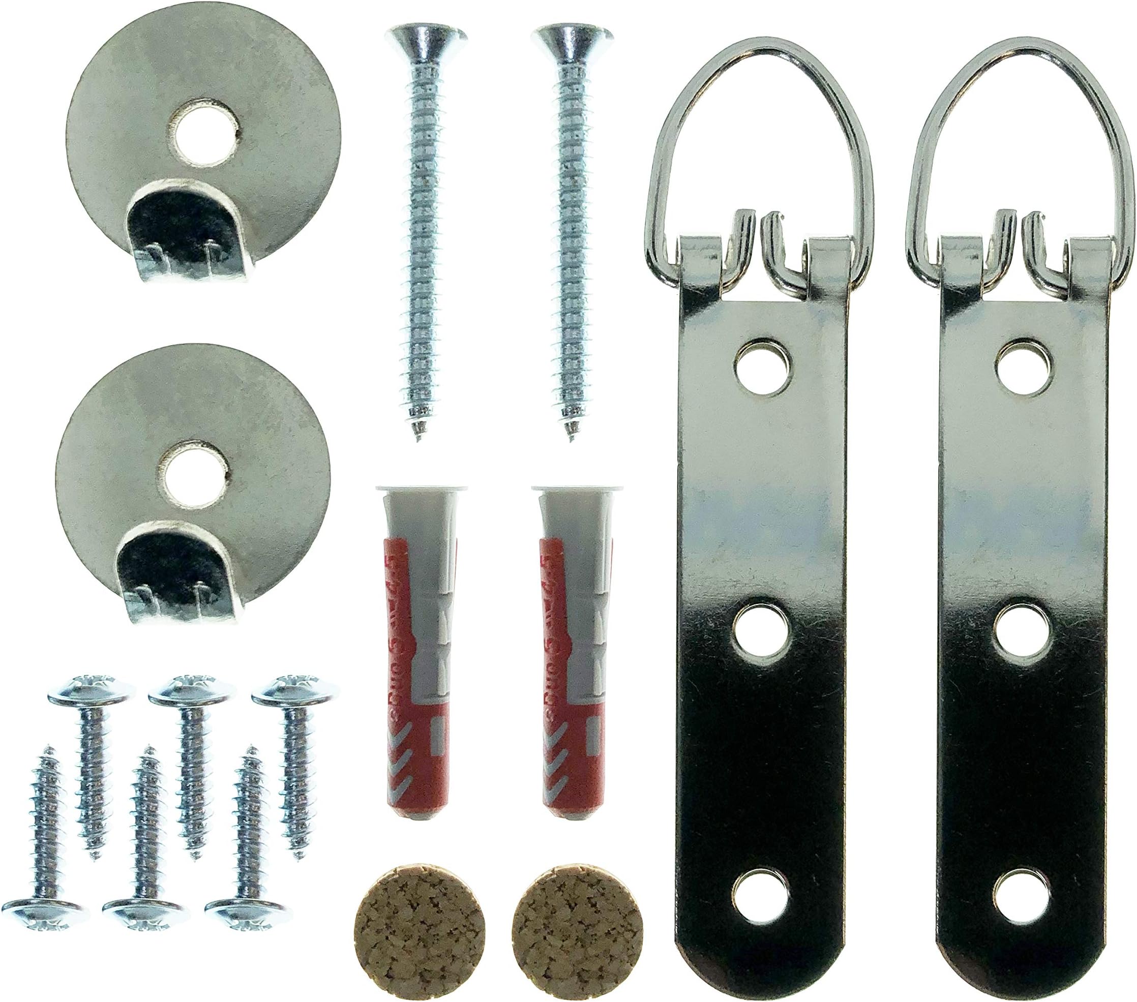 Heavy Duty Solid Wall & Plasterboard Hanging Kit for Picture and Mirrors - Nickel Plated - Hold ...