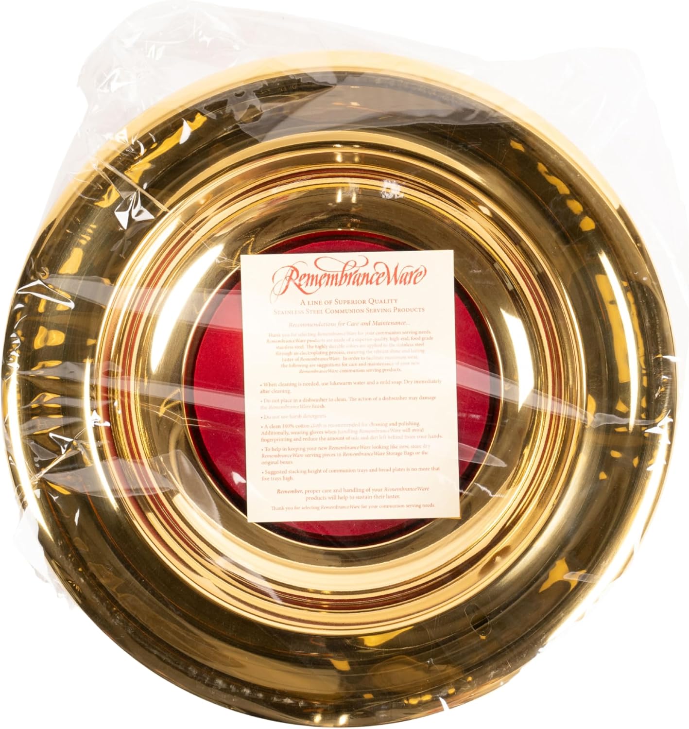 BROADMAN CHURCH SUPPLIES RemembranceWare Offering Plate, Brass with Red Felt