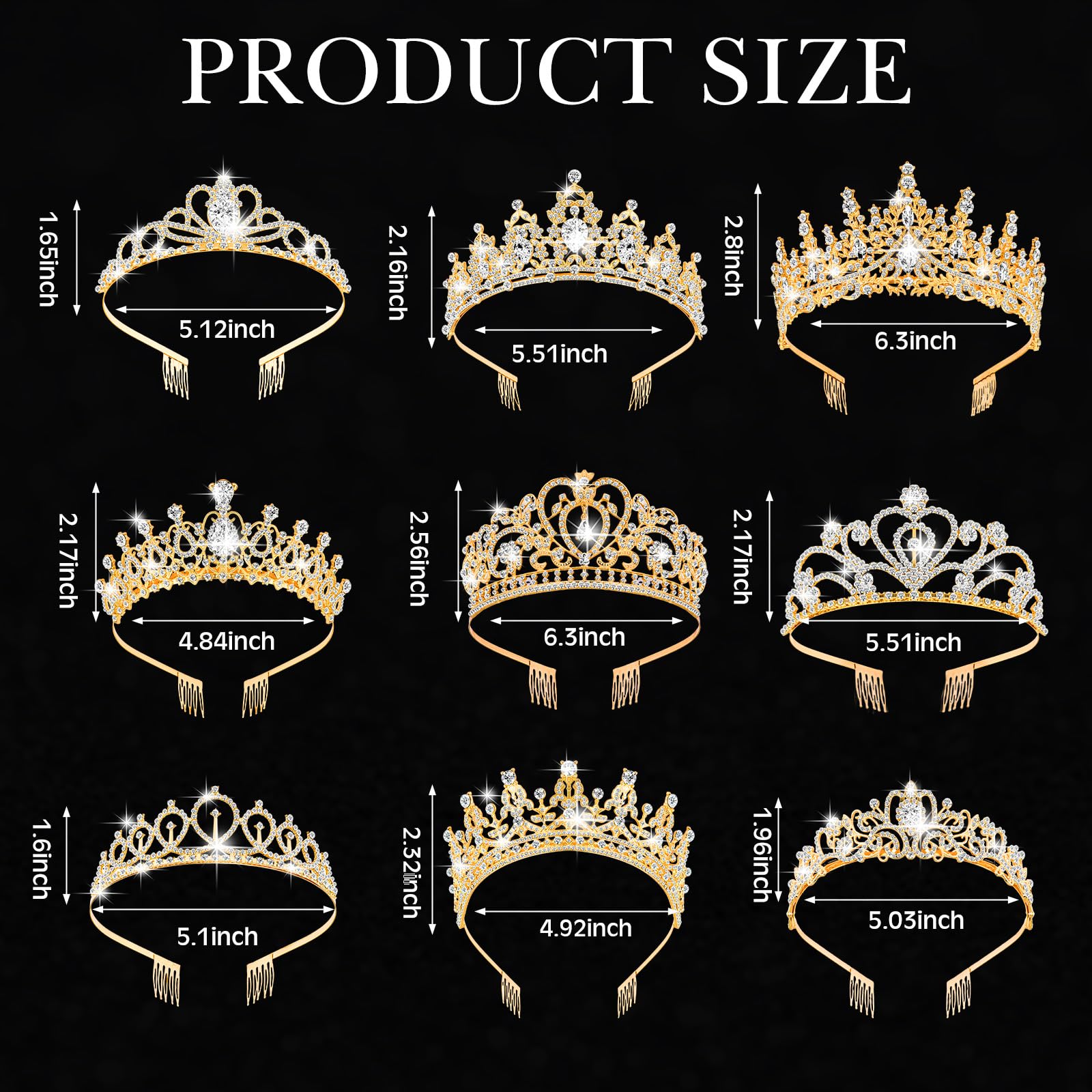 12-Piece Crystal Tiara Set with Comb, Alloy Rhinestone Crowns for Parties Sliver Exquisite Crystal Bridal Tiara Set Cute Crown With  main image 3