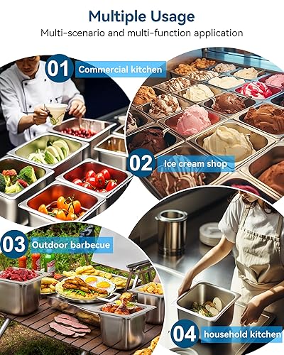 Miniatura 8 de Pan de hotel de 4 pulgadas de profundidad para mesa de vapor, 6 unidades, tamaño 16, sartén de hotel de calibre 22, acero inoxidable, antiatascos,