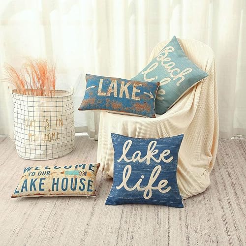 Miniatura 3 de TRENDIN Juego de 4 fundas de almohada náuticas de 18 x 18 pulgadas, fundas de cojín decorativas para sofá, decoración del hogar