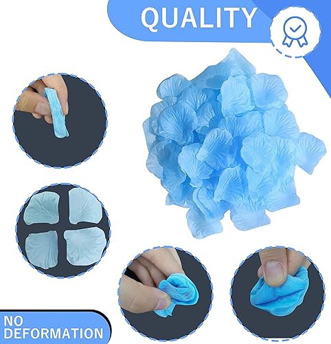 Miniatura 5 de 1500 pétalos de rosa falsos de seda artificial, pétalos de rosas artificiales a granel, color azul vívido para decoración de propuestas de boda,