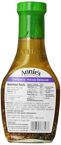 Miniatura 2 de Annie's Naturals Organic Dressing Sésamo asiático, botellas de 8 onzas (paquete de 6) 6
