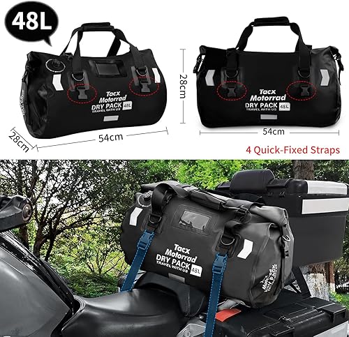 Miniatura 10 de Bolsa de lona impermeable para hombres y mujeres, mochila seca enrollable con correas de fijación rápida, bolsa de sillín de motocicleta para