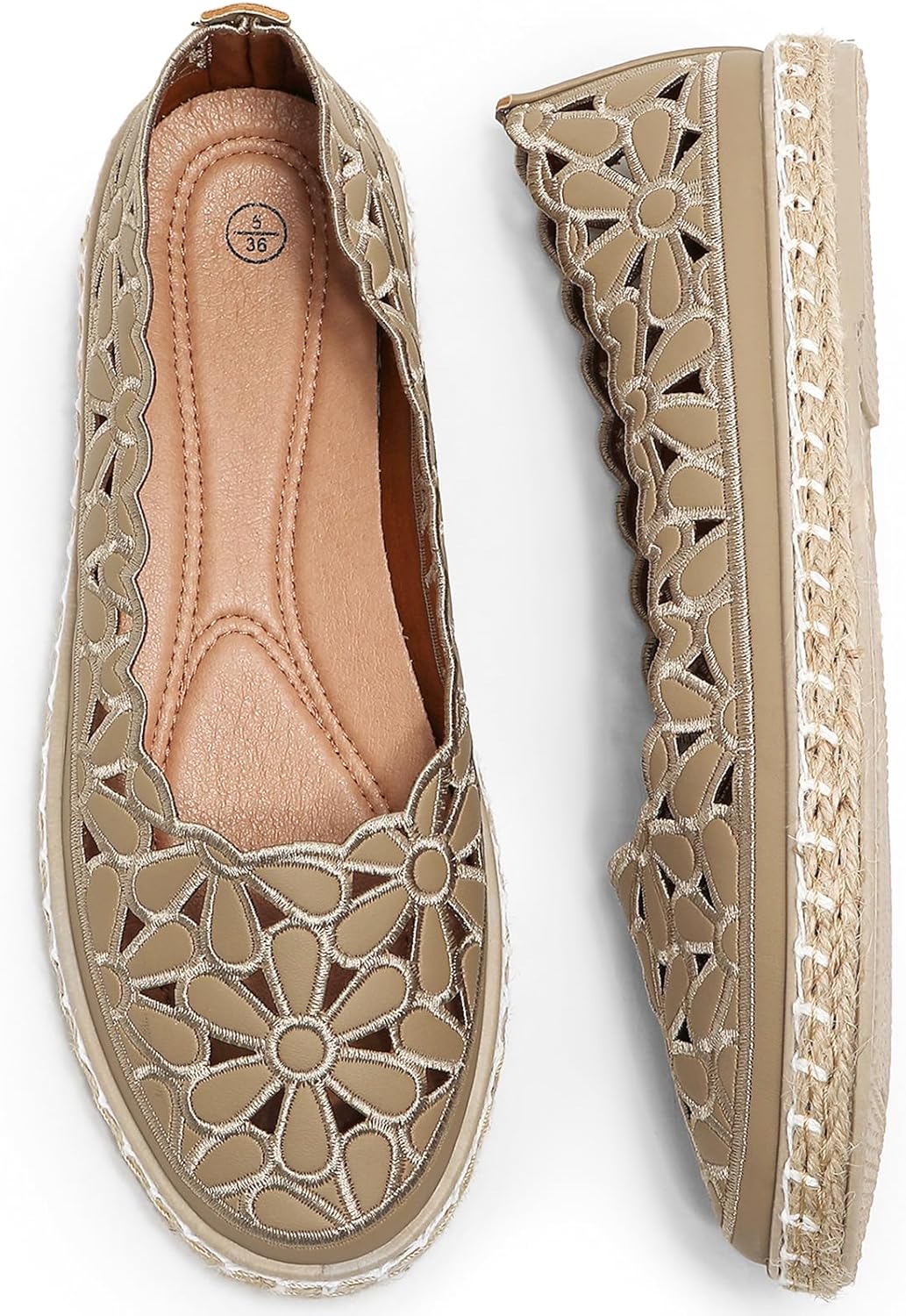 HEAWISH Women’s Ballet Flat Daisy Round Toe Dress Shoes Casual Slip On Rope Loafer