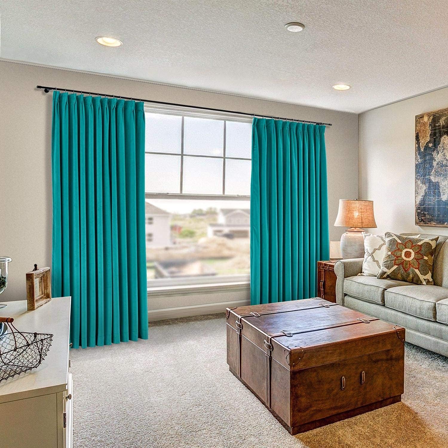 Double Pinch Pleated Curtains with Hooks panels are perfect for any living room, bedroom, family room, dining room, bathroom and office Measurement( 1 Panel, Seafoam Green, W 52 Inch by L 84 Inch)