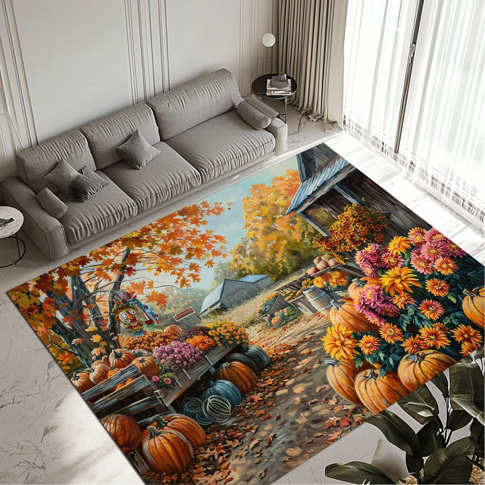 Tapis Pumpkin fini les glissades avec ce grand tapis de salon lavable