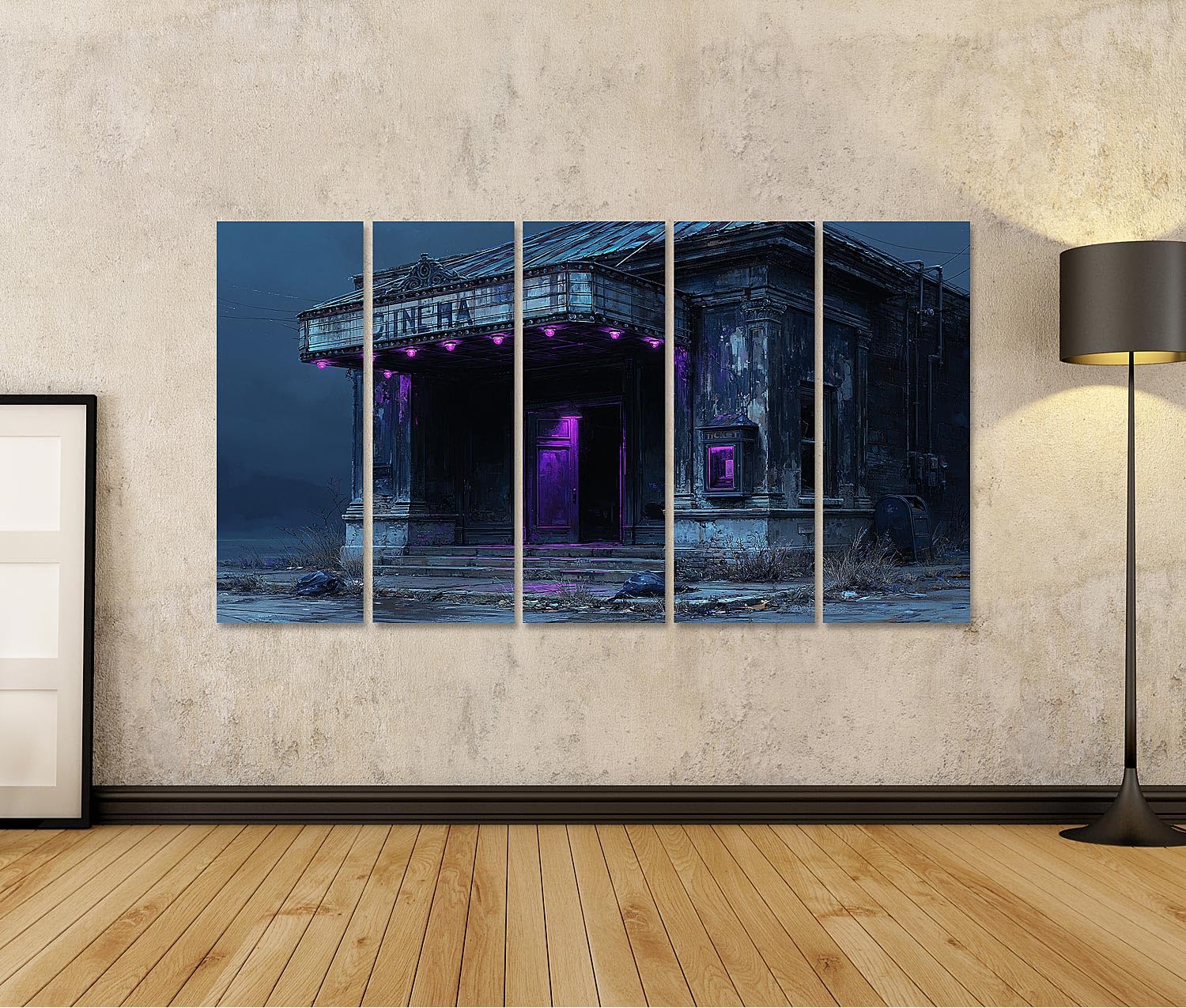 islandburner Bild auf Leinwand Nostalgisches Kino Wandbild Wohnzimmer Für Film-Liebhaber - 5-teilig XXL