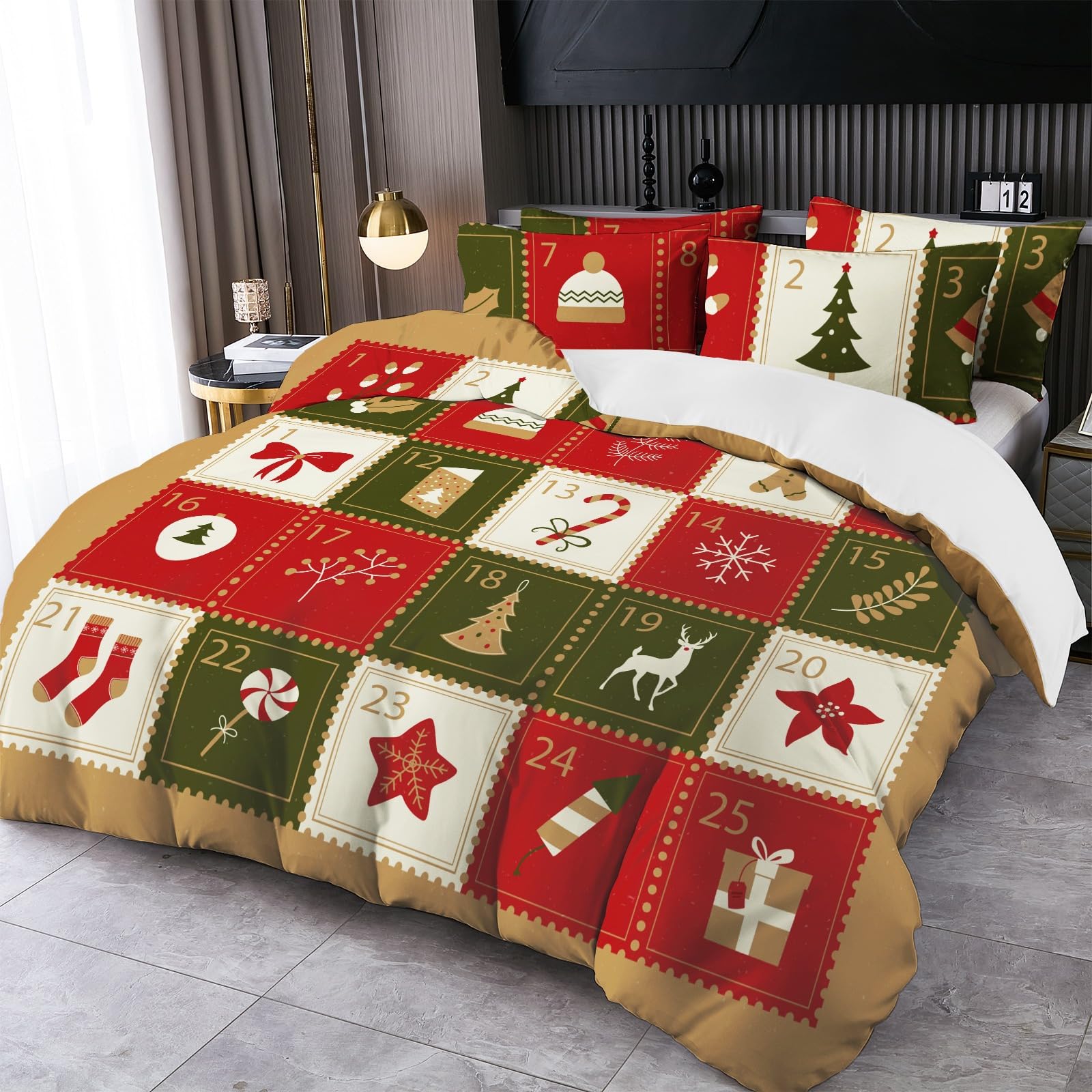 Housse de couette de Noël Vichy pour réchauffer l'ambiance du chalet d'hiver