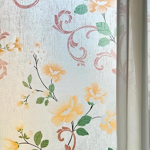 Miniatura 5 de Películas de ventana sin pegamento, elegante flor, película de vidrio estático para puerta, vidrio esmerilado de privacidad se adhiere al vidrio,