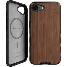 Smartish iPhone 17e/16e MagSafe Case - Gripmunk Magnetic Slim Case [Lightweight + Protective] Drop Tested Thin Grip Cover with Microfiber Lining for Apple iPhone 17e/16e - Walnut Woods